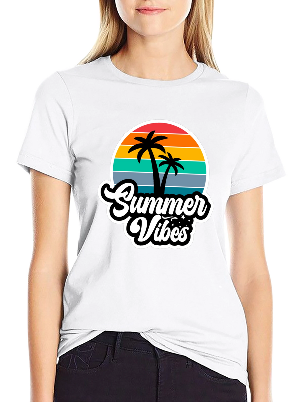 Summer Vibes Black Graphic T-Shirt