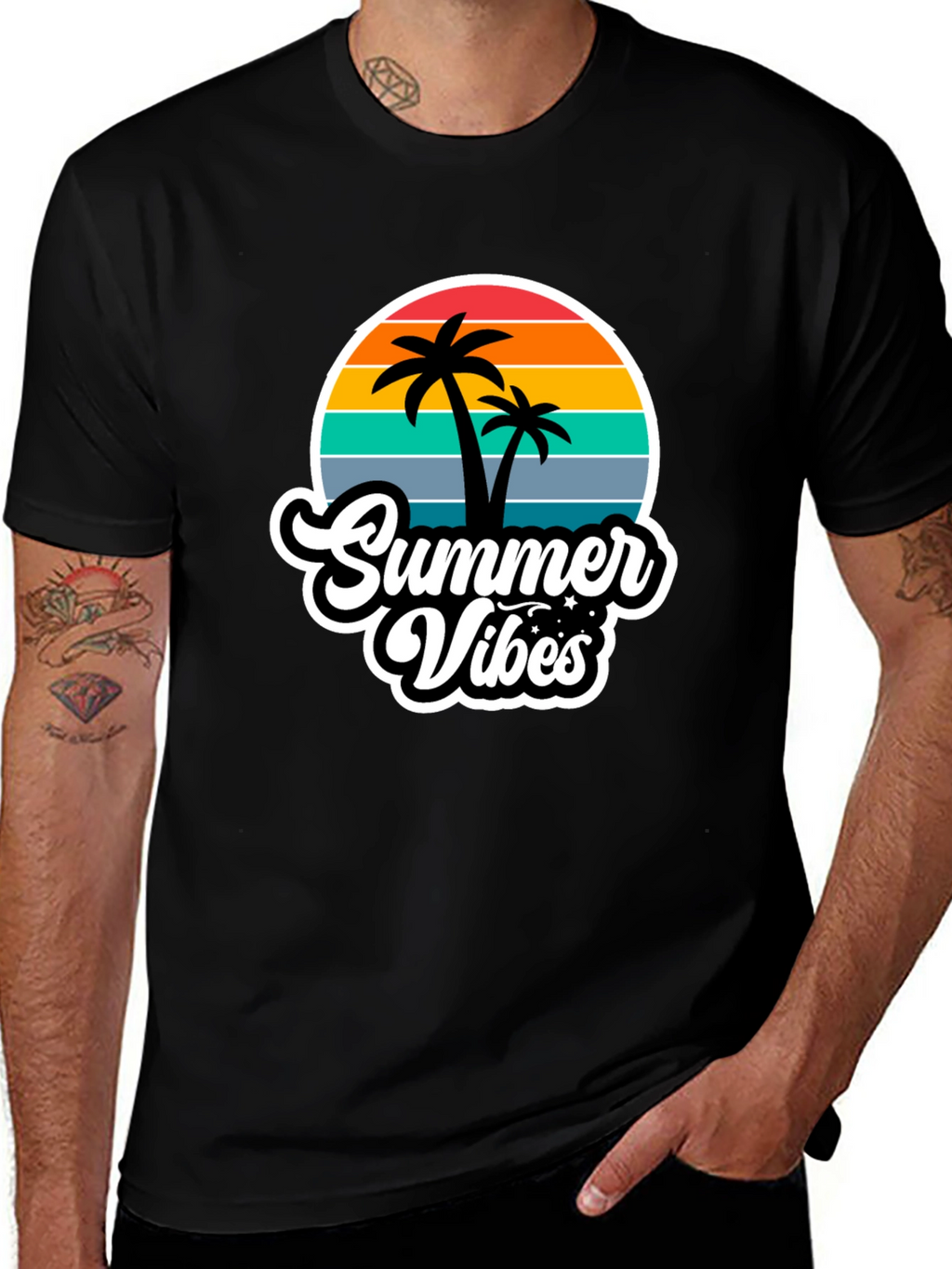 Summer Vibes Black Graphic T-Shirt