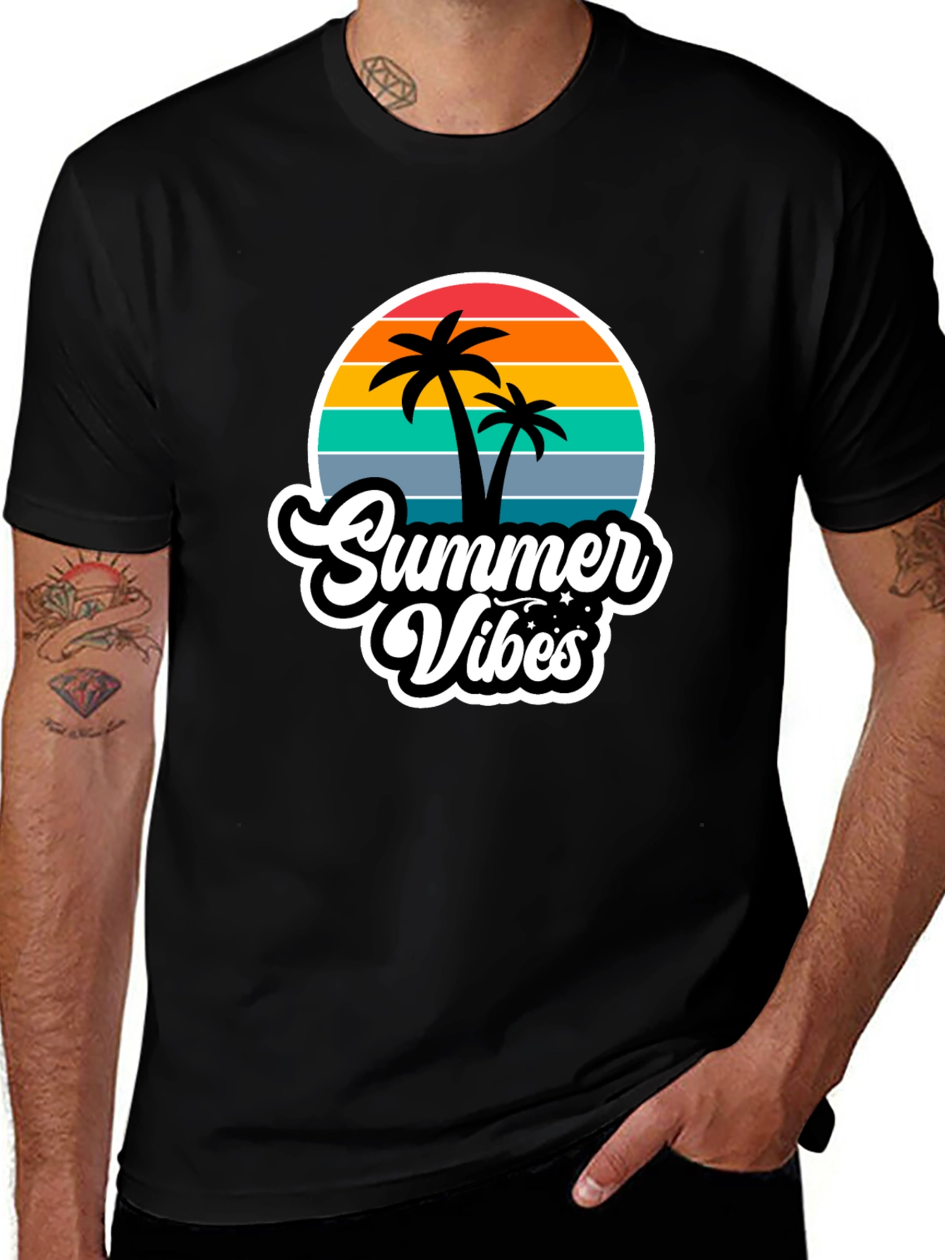Summer Vibes Black Graphic T-Shirt