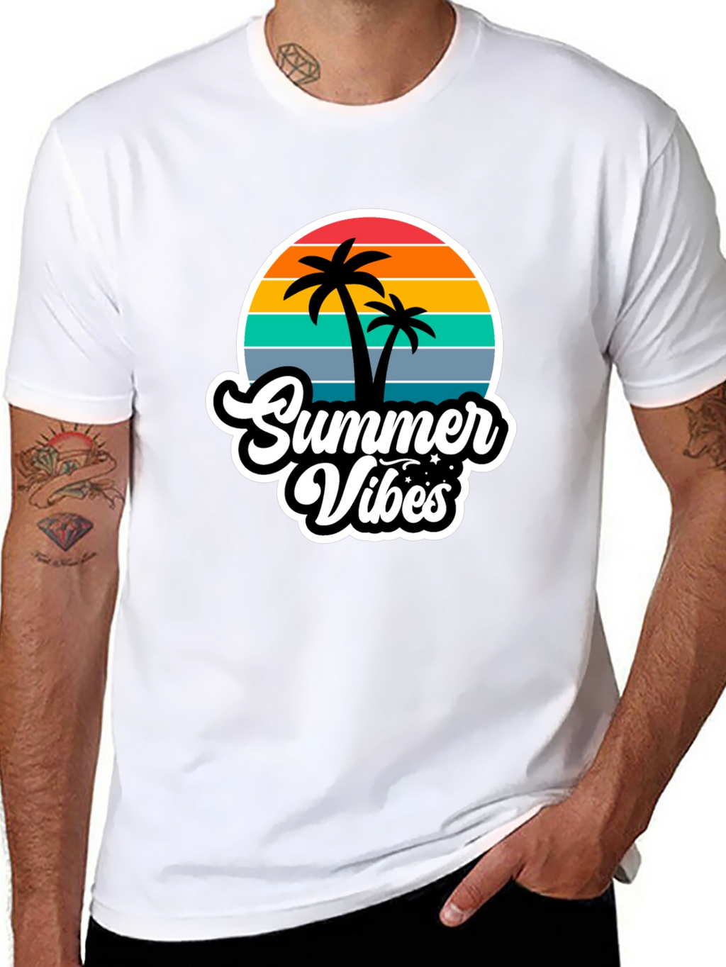 Summer Vibes Black Graphic T-Shirt