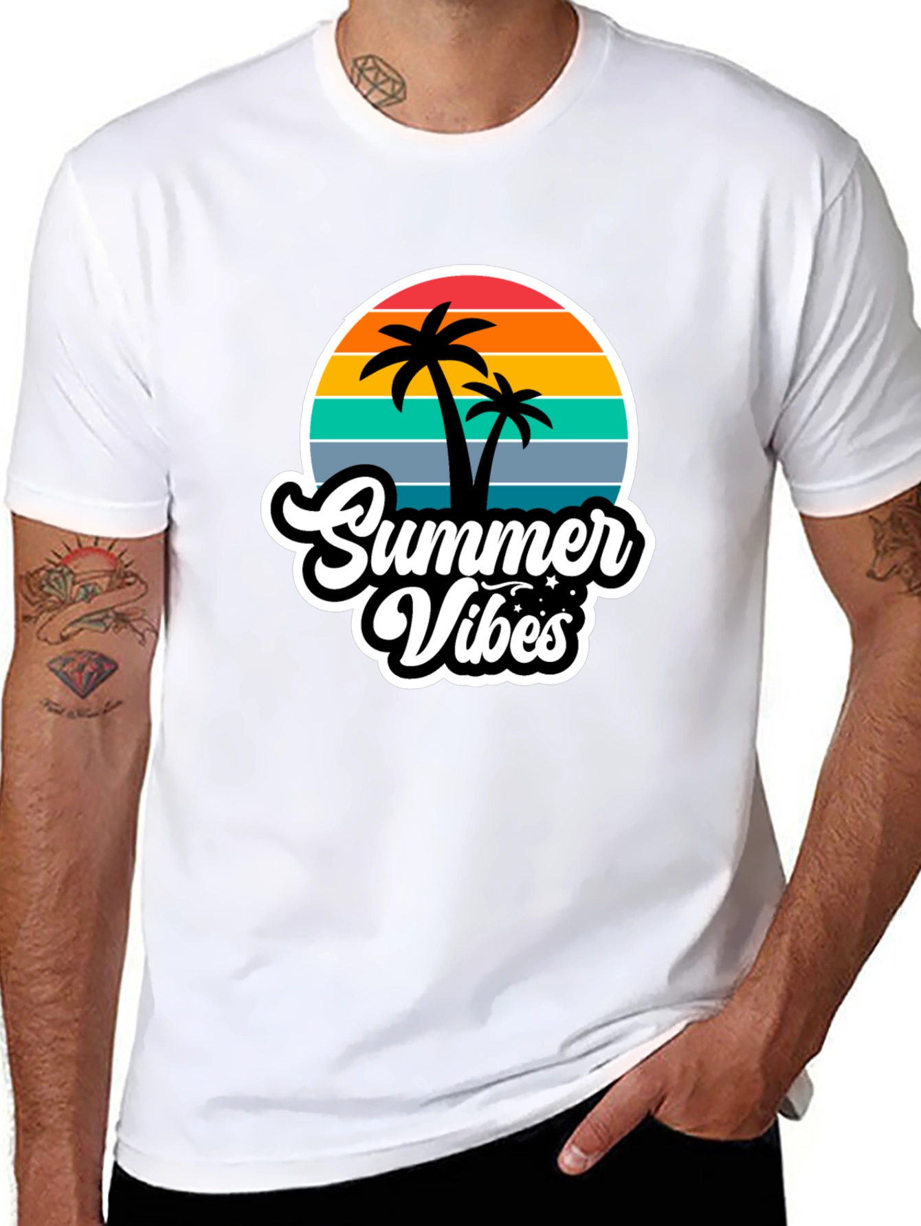 Summer Vibes Black Graphic T-Shirt