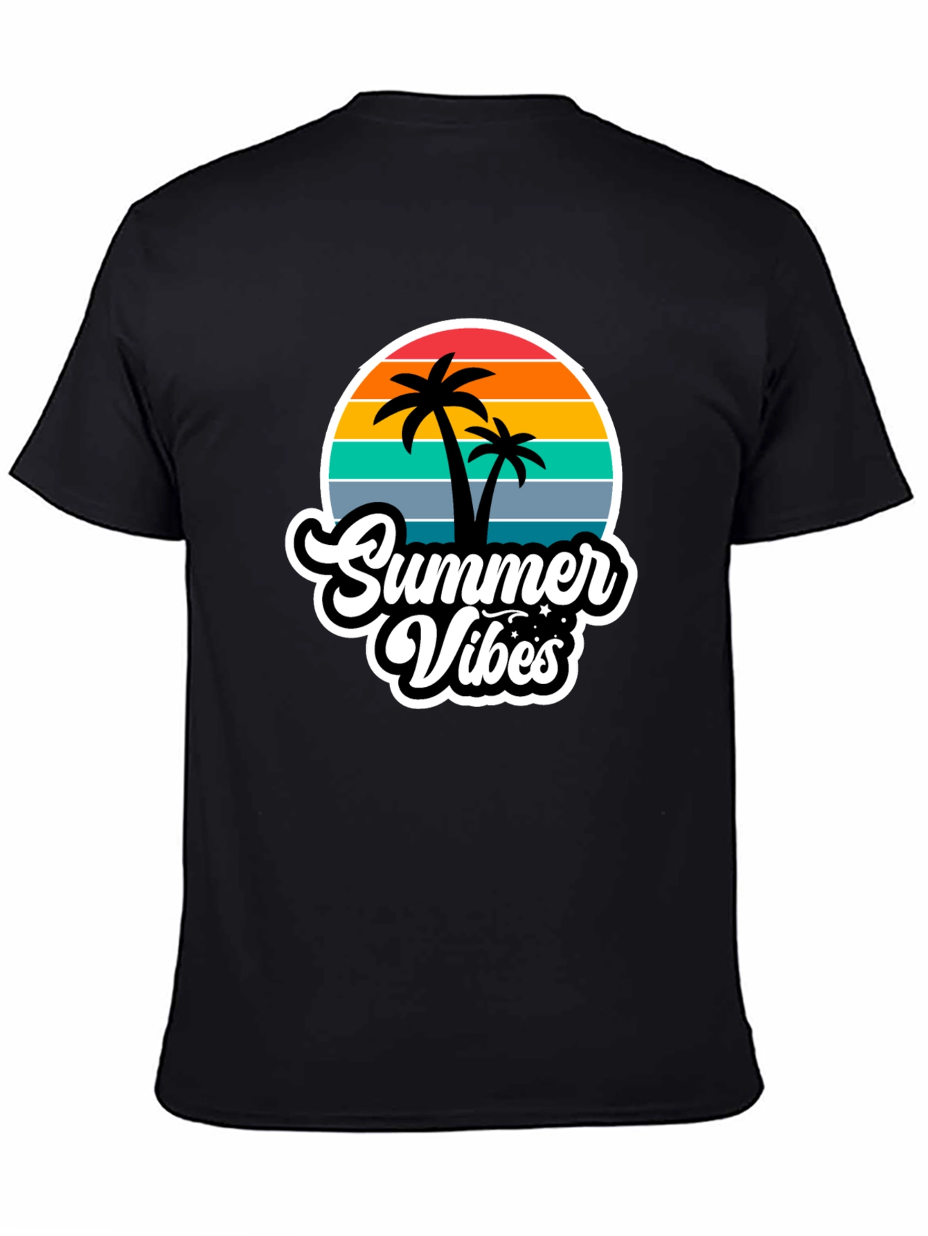 Summer Vibes Black Graphic T-Shirt