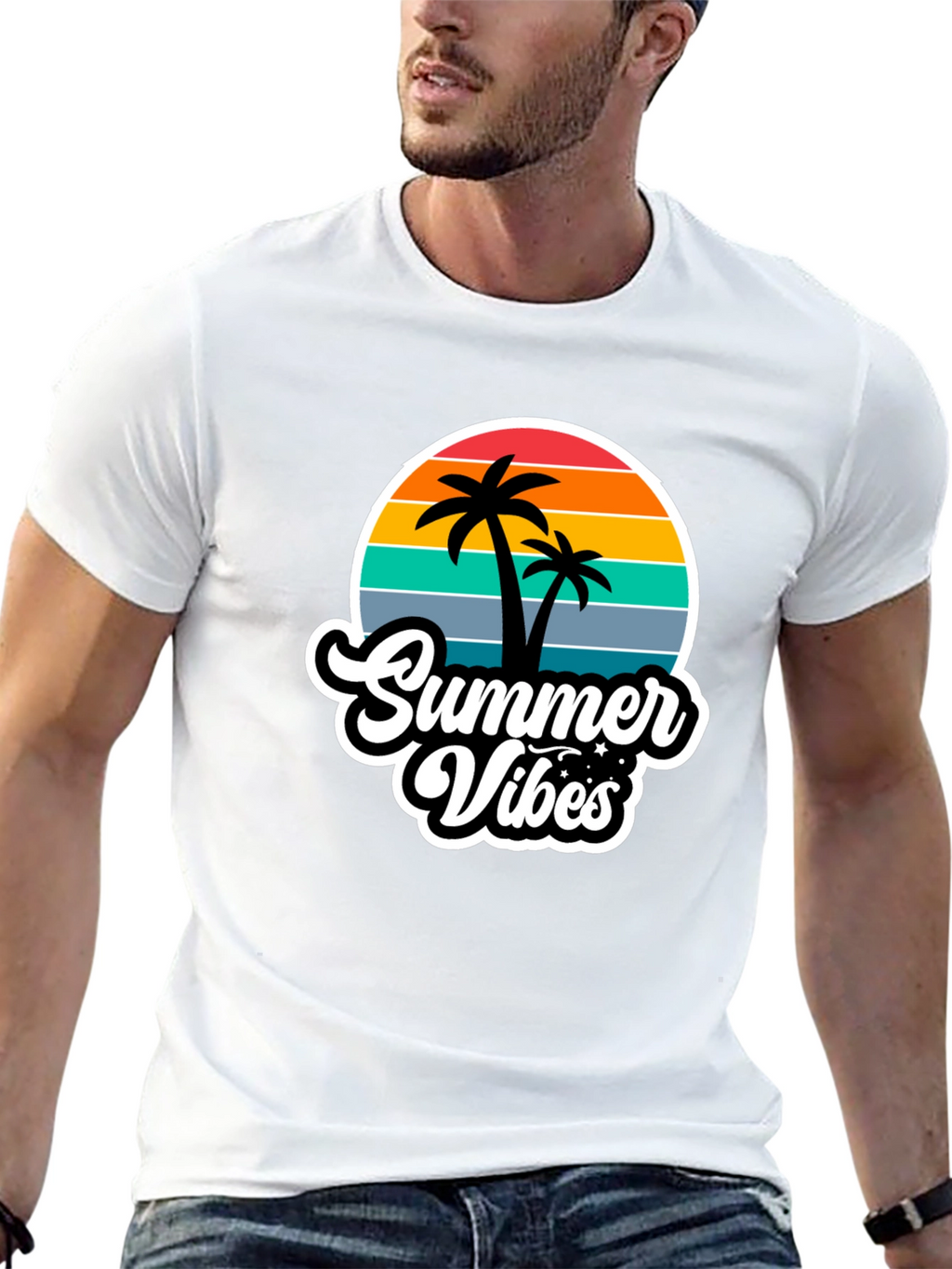 Summer Vibes Black Graphic T-Shirt