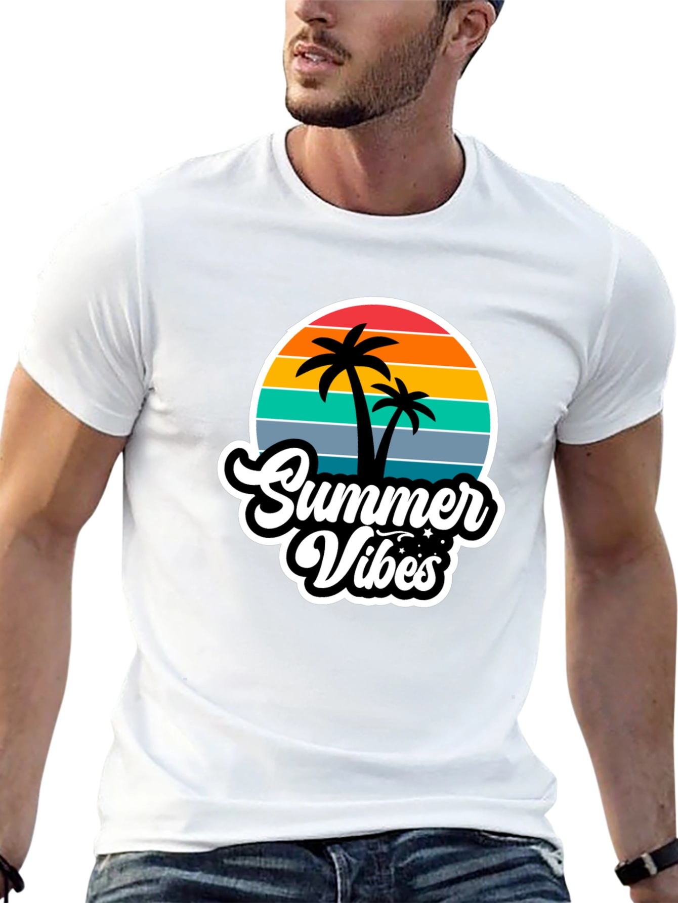 Summer Vibes Black Graphic T-Shirt