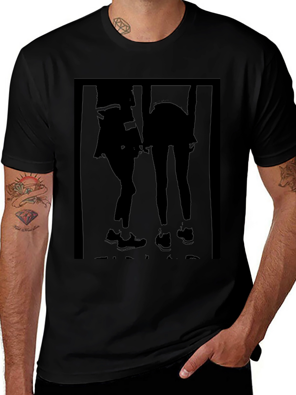 Silhouette Couple Graphic Black T-Shirt