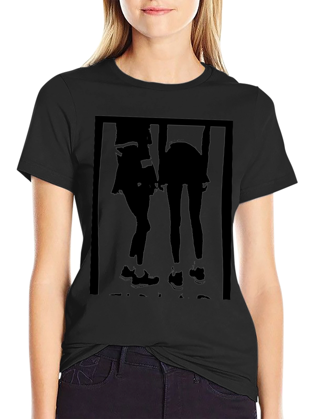 Silhouette Couple Graphic Black T-Shirt