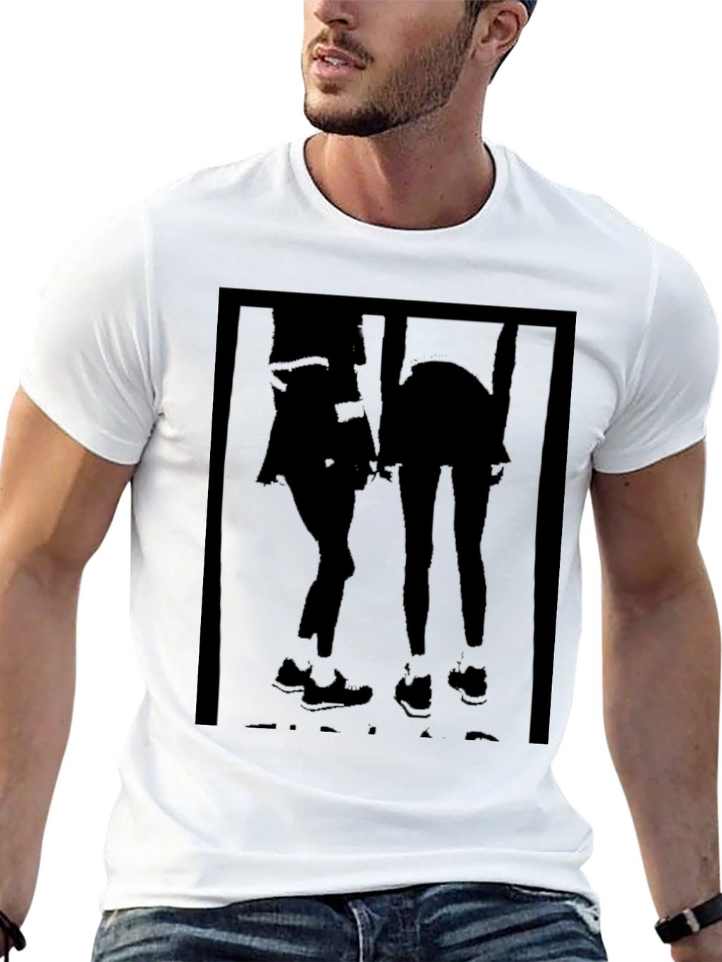 Silhouette Couple Graphic Black T-Shirt