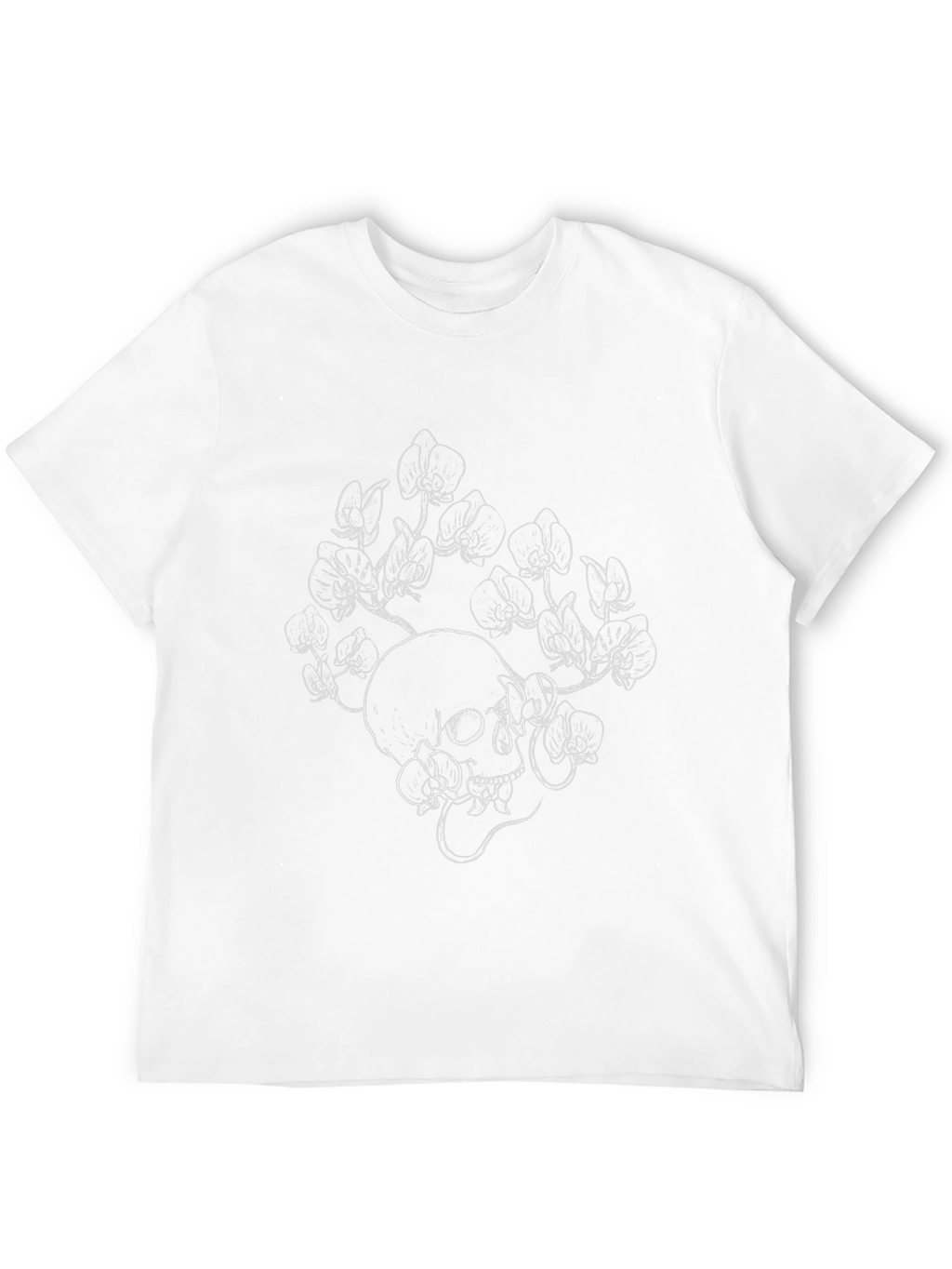 Skull and Flowers Graphic Black T-Shirt
