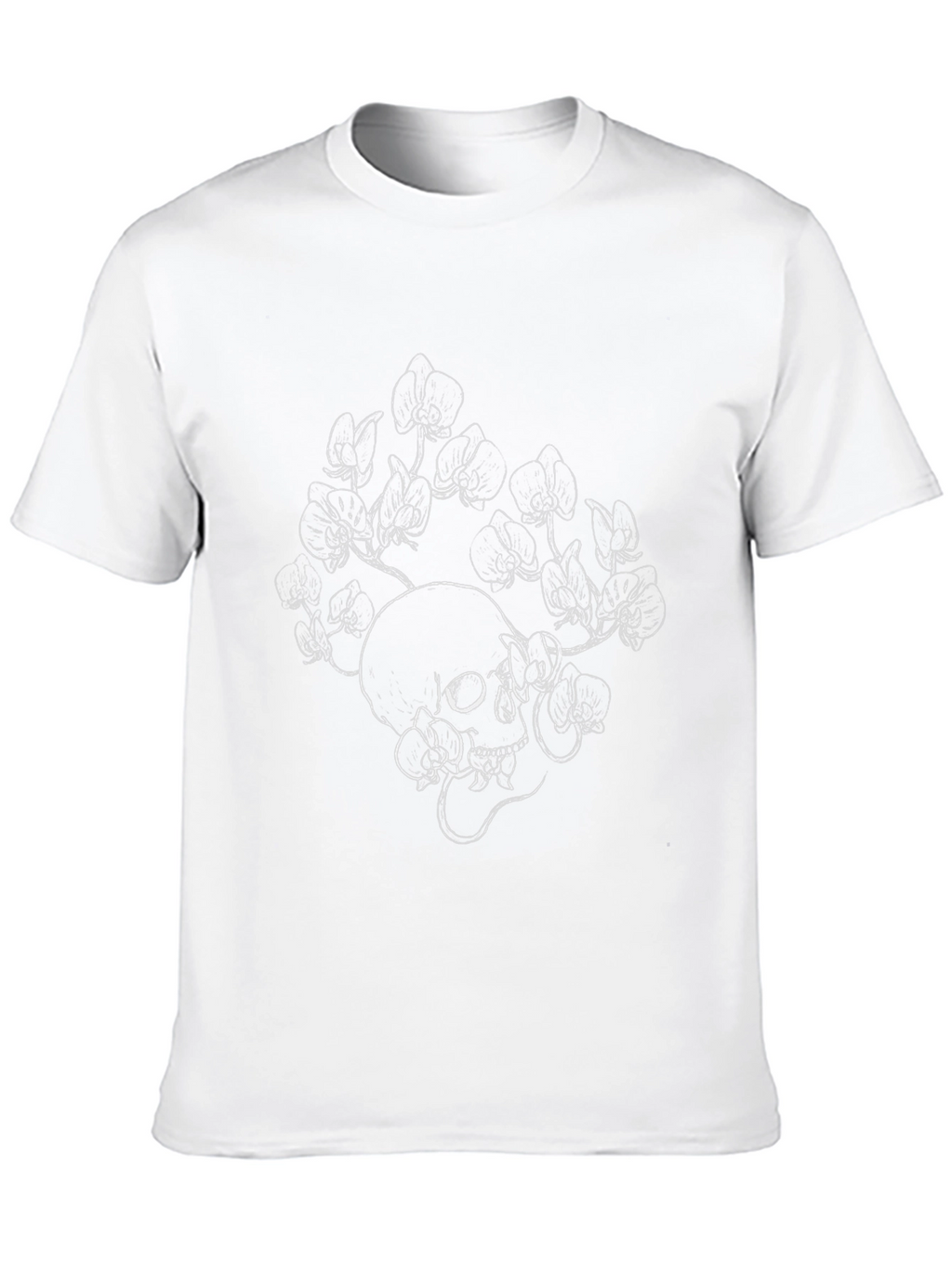 Skull and Flowers Graphic Black T-Shirt