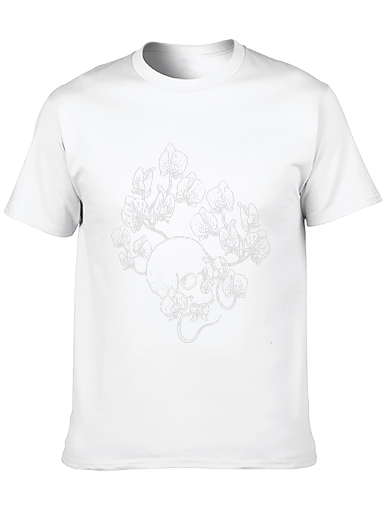 Skull and Flowers Graphic Black T-Shirt