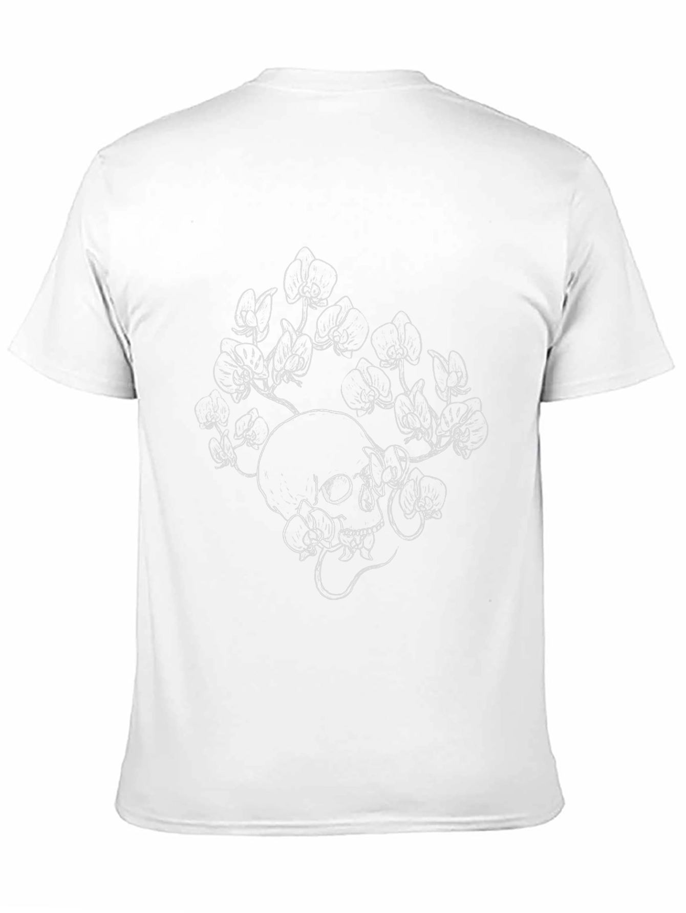 Skull and Flowers Graphic Black T-Shirt