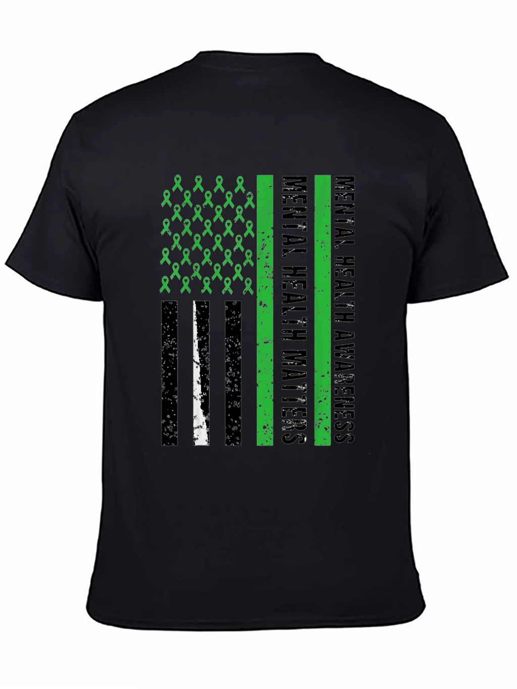 Mental Health Matters Awareness Ribbon American Flag Tee