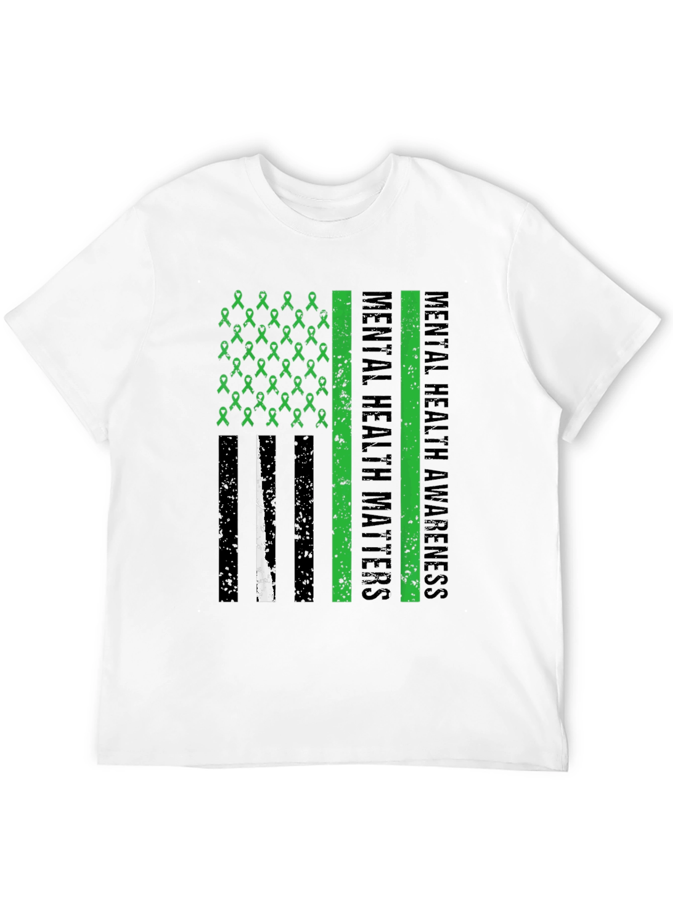 Mental Health Matters Awareness Ribbon American Flag Tee