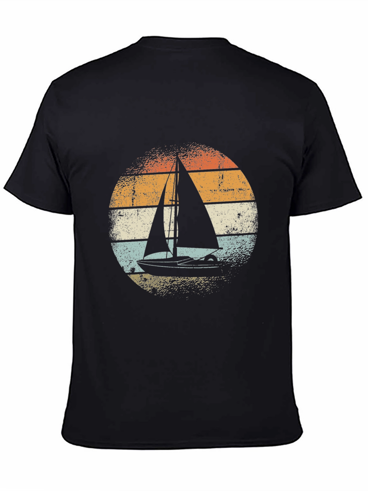 Vintage Sailboat Graphic Tee - Black