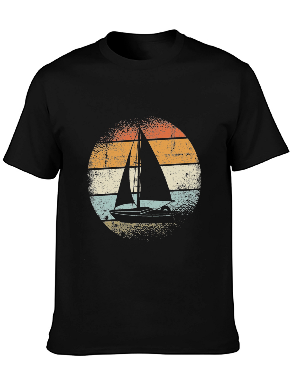 Vintage Sailboat Graphic Tee - Black