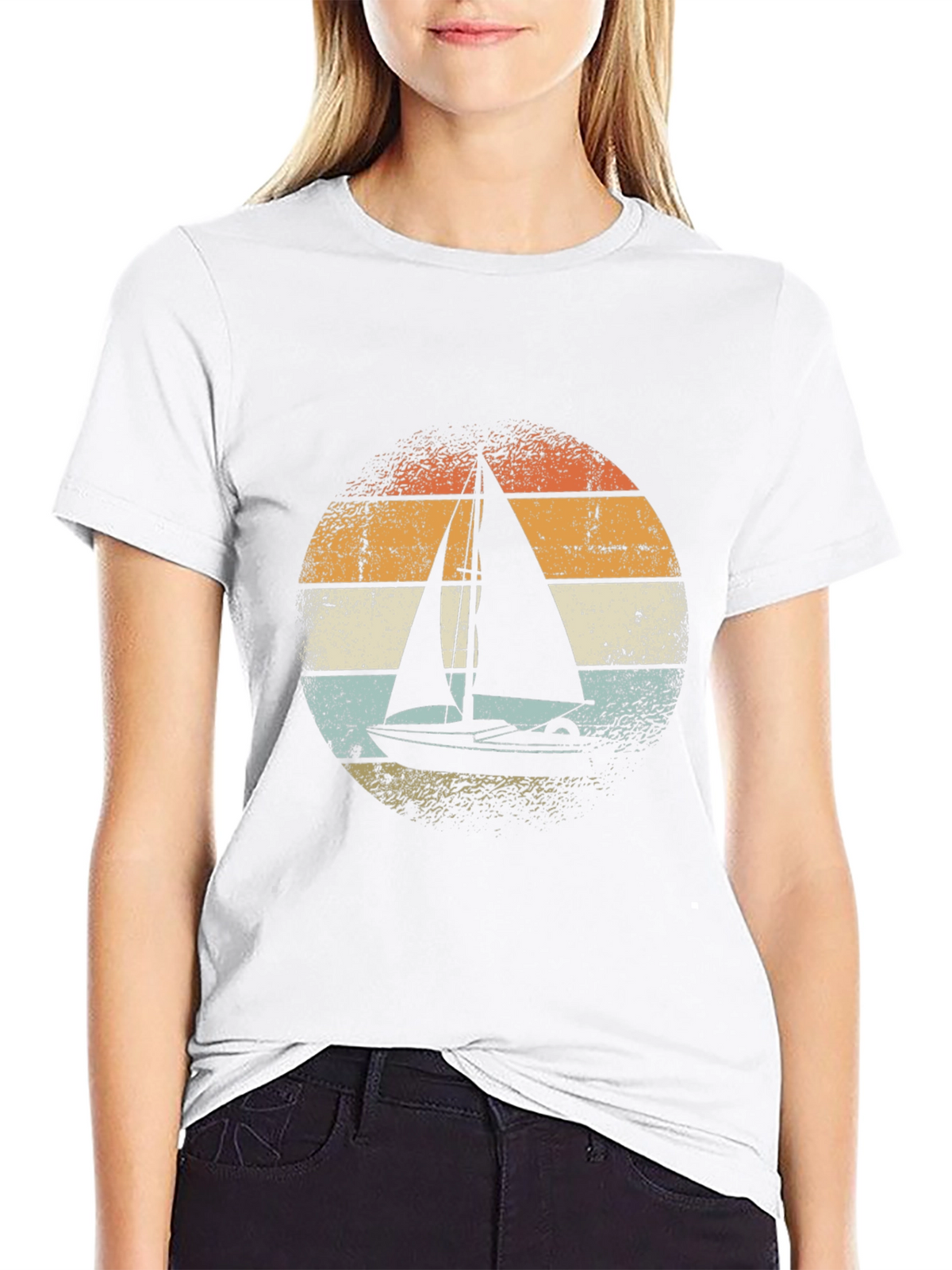 Vintage Sailboat Graphic Tee - Black