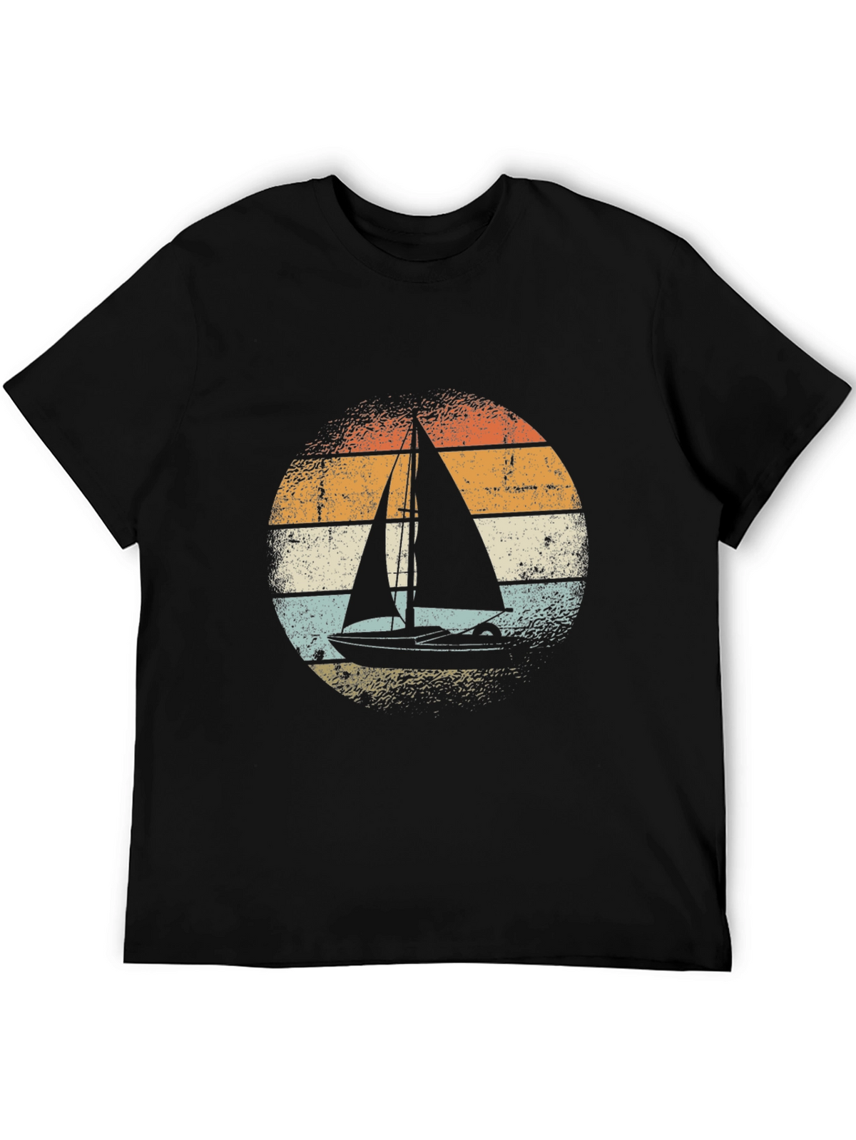 Vintage Sailboat Graphic Tee - Black