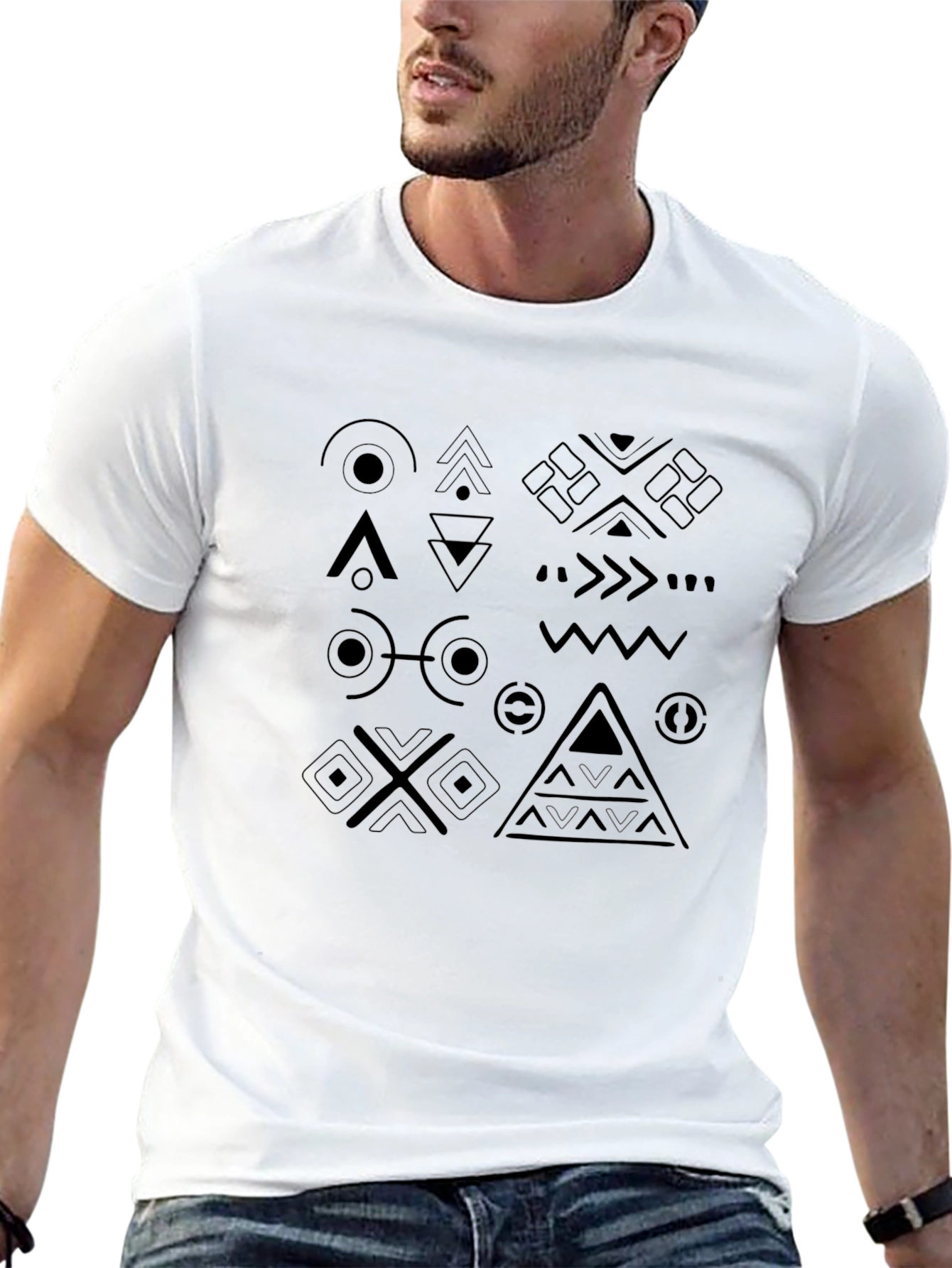 Geometric Pattern Black T-Shirt