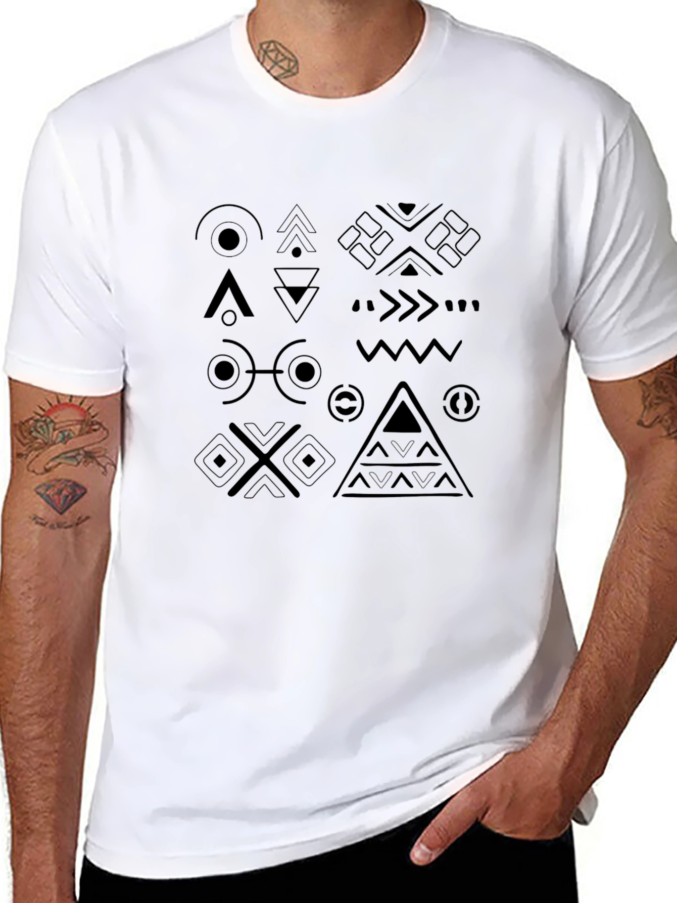 Geometric Pattern Black T-Shirt
