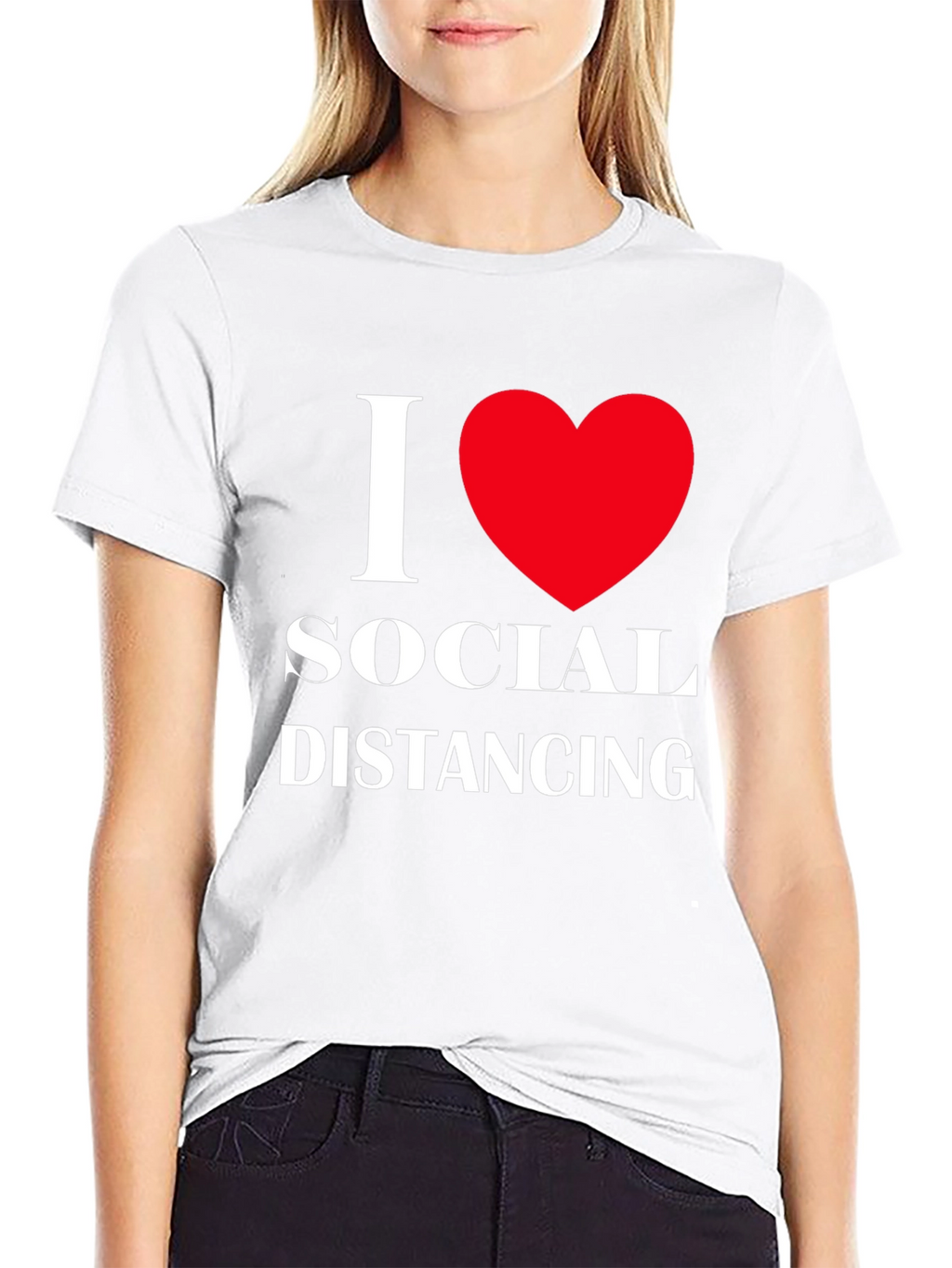 I Love Social Distancing T-Shirt Black Cotton
