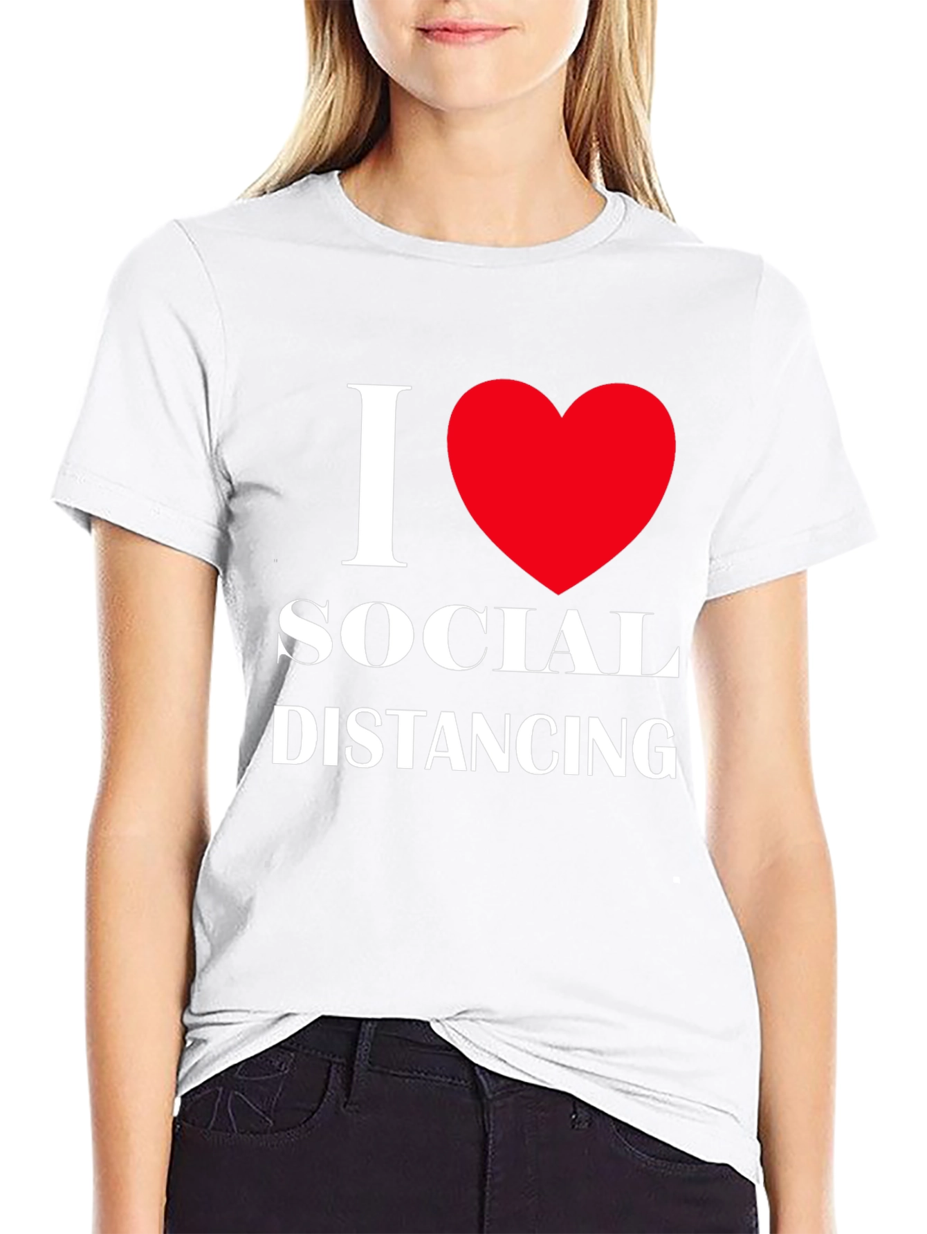 I Love Social Distancing T-Shirt Black Cotton