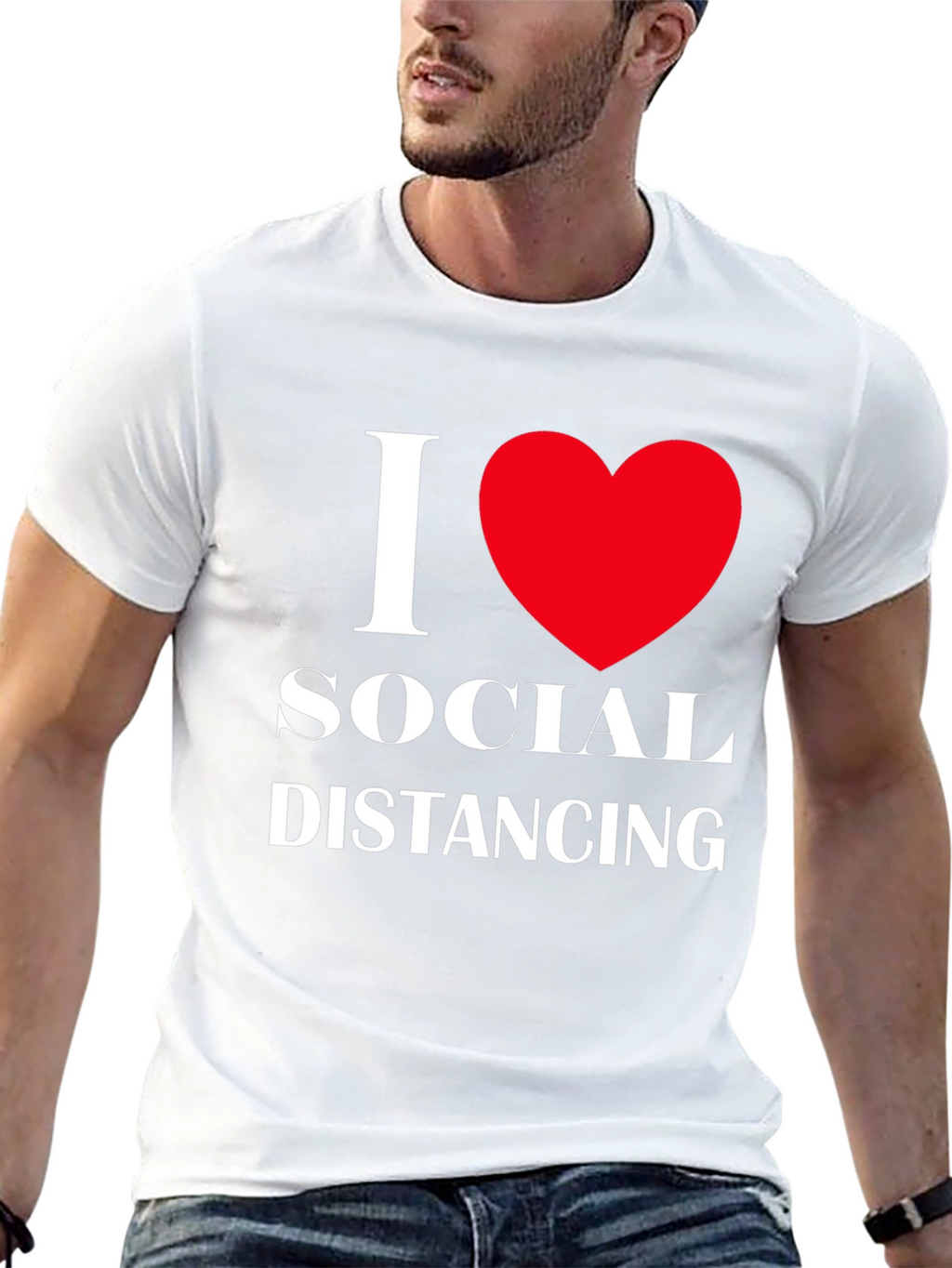 I Love Social Distancing T-Shirt Black Cotton
