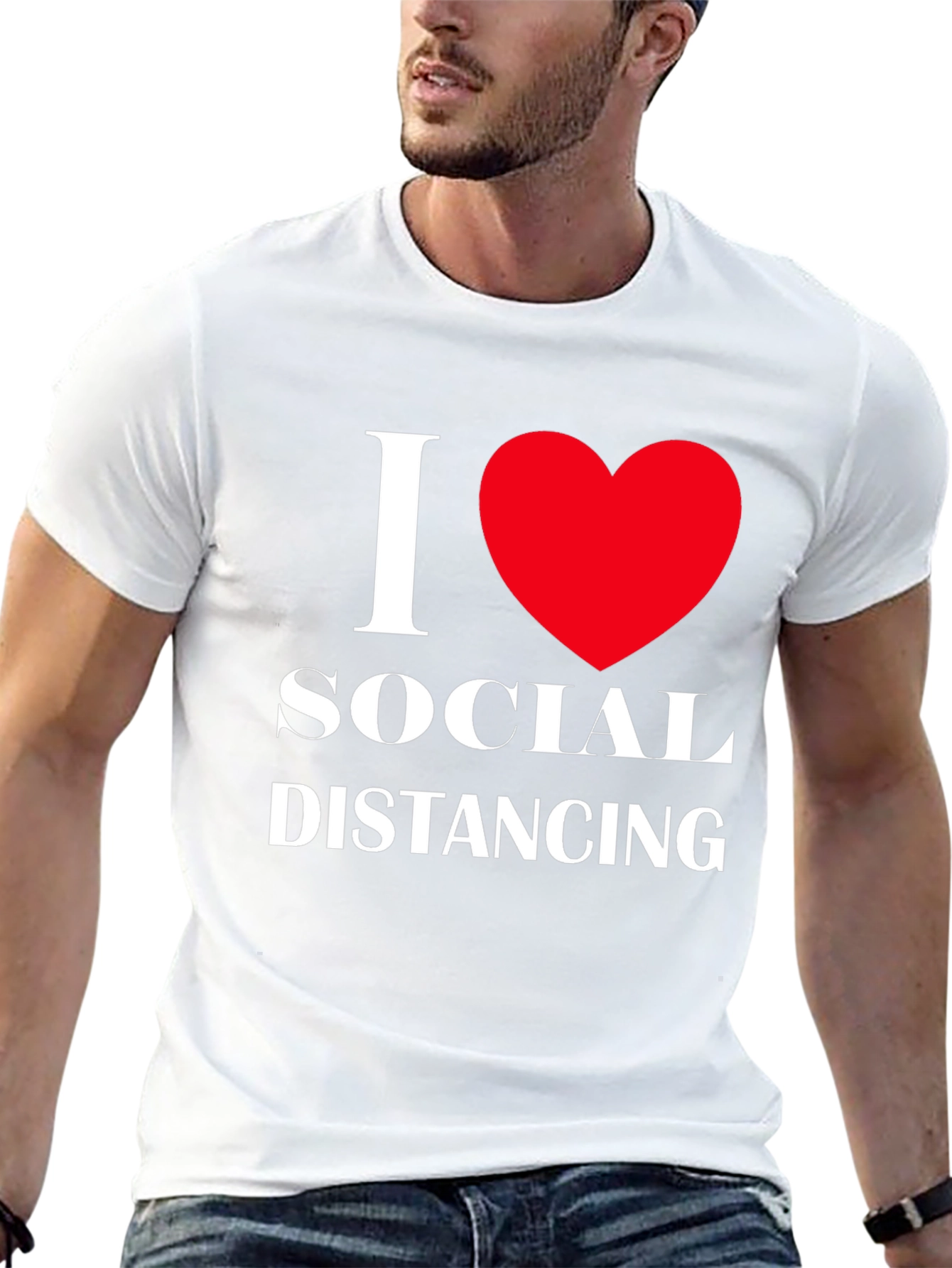 I Love Social Distancing T-Shirt Black Cotton