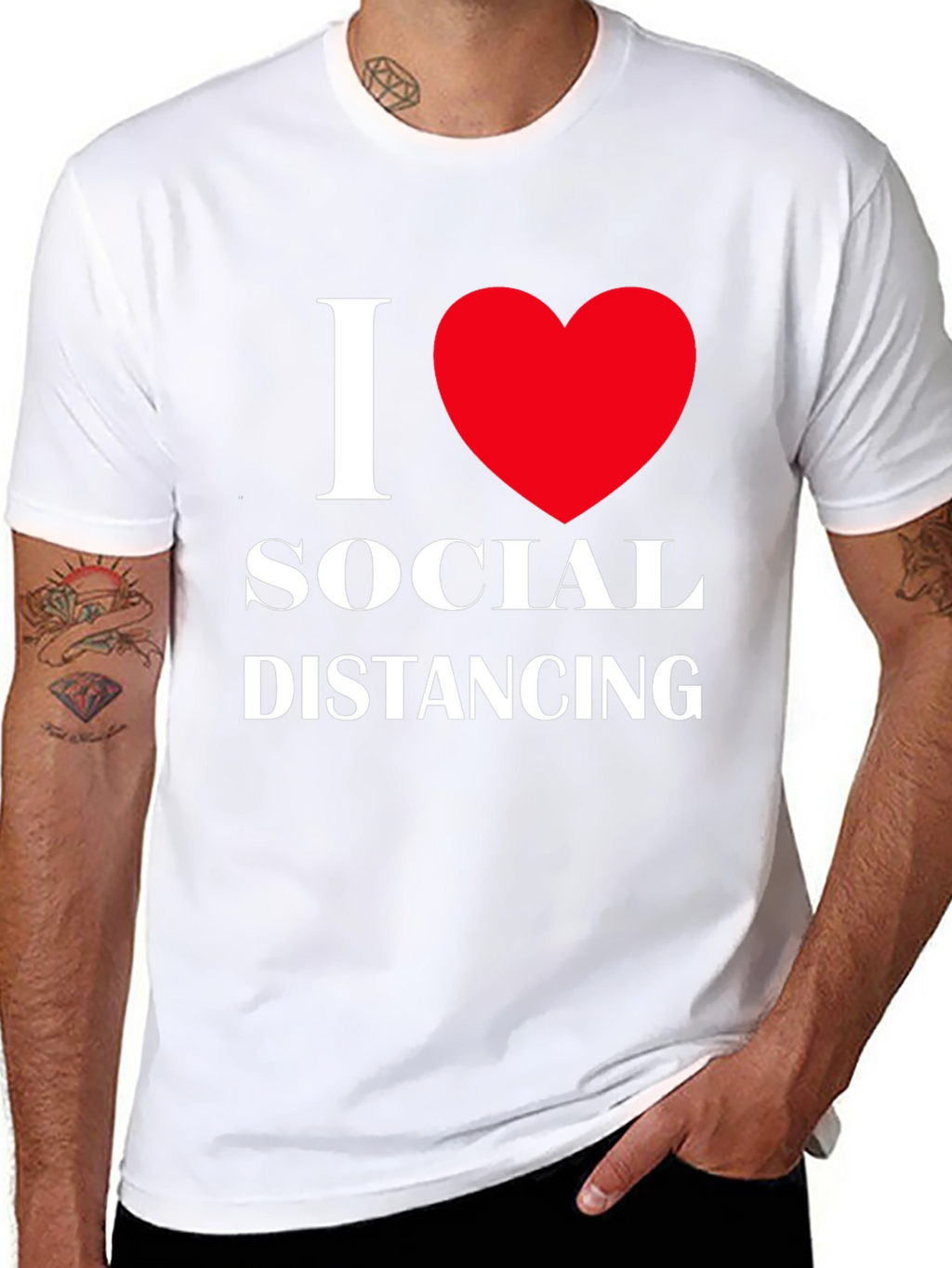 I Love Social Distancing T-Shirt Black Cotton