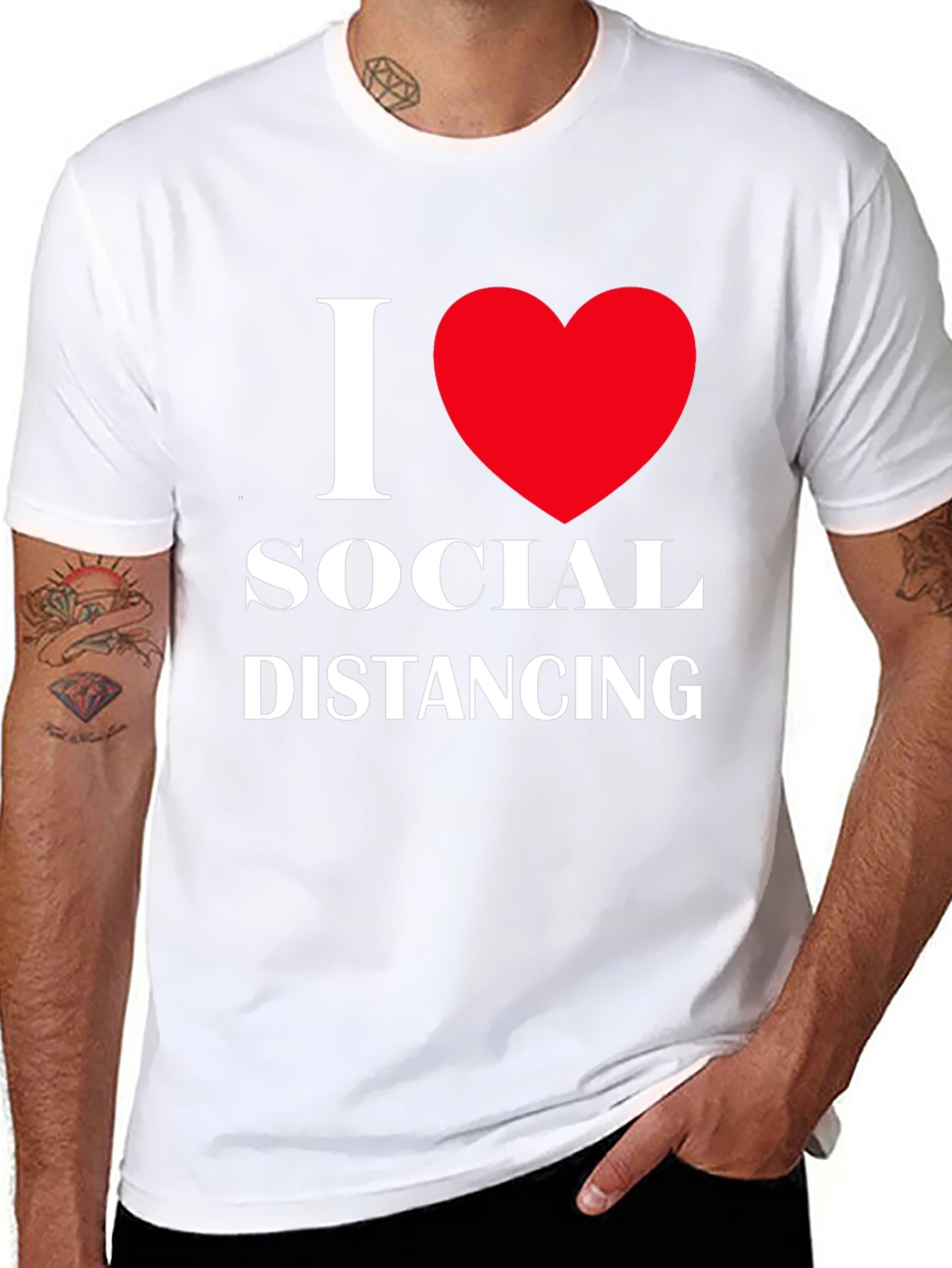 I Love Social Distancing T-Shirt Black Cotton