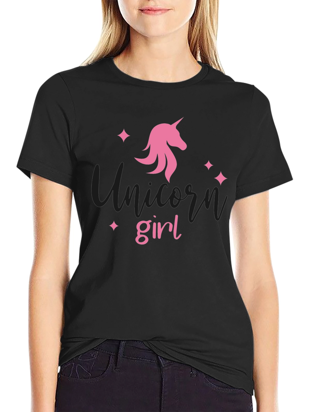 Unicorn Girl Black T-Shirt