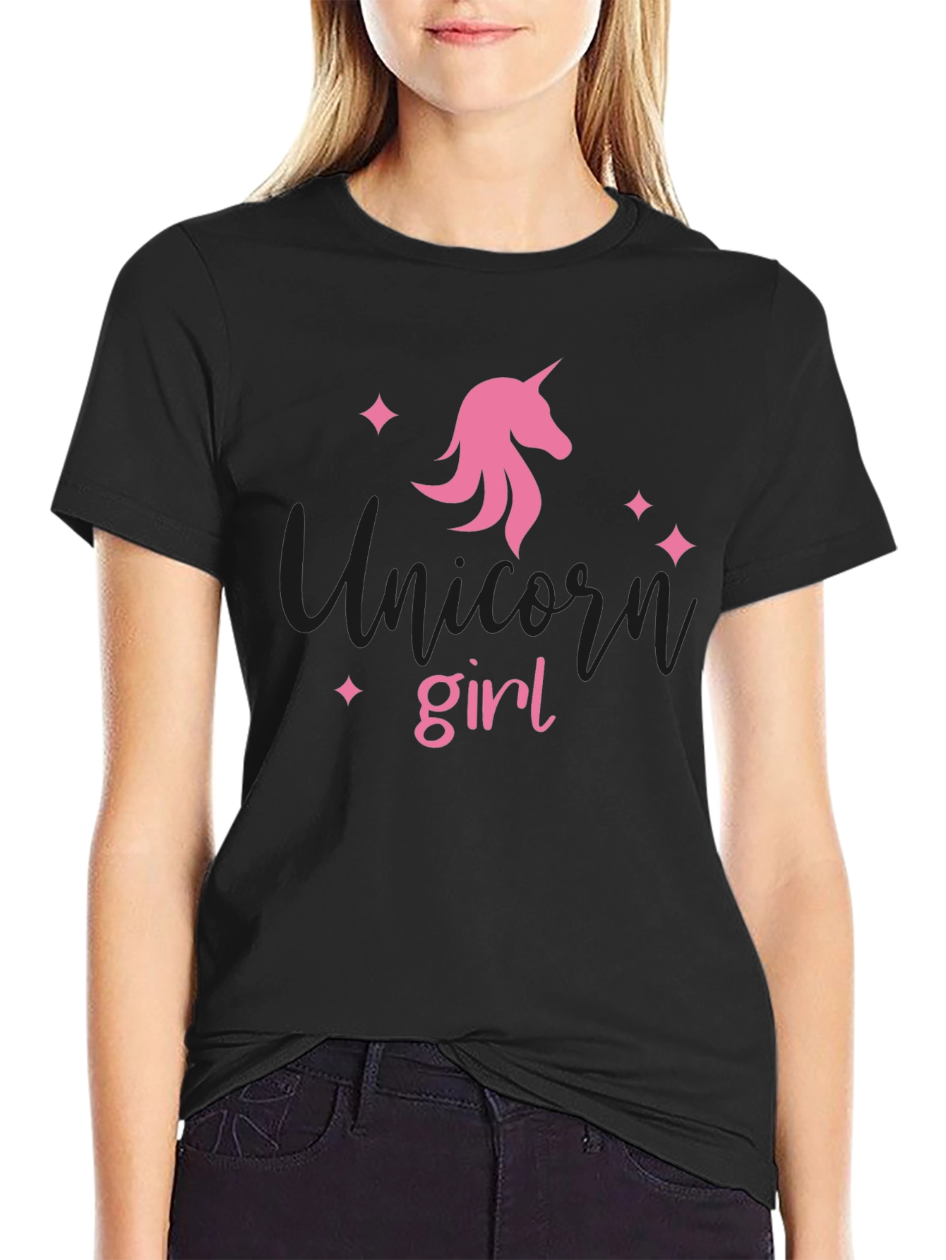 Unicorn Girl Black T-Shirt