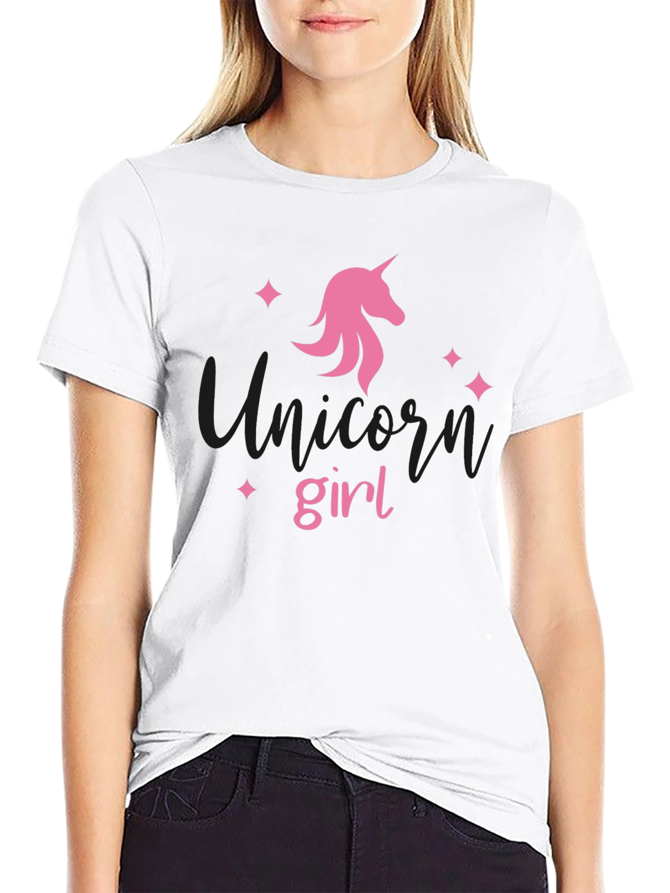 Unicorn Girl Black T-Shirt