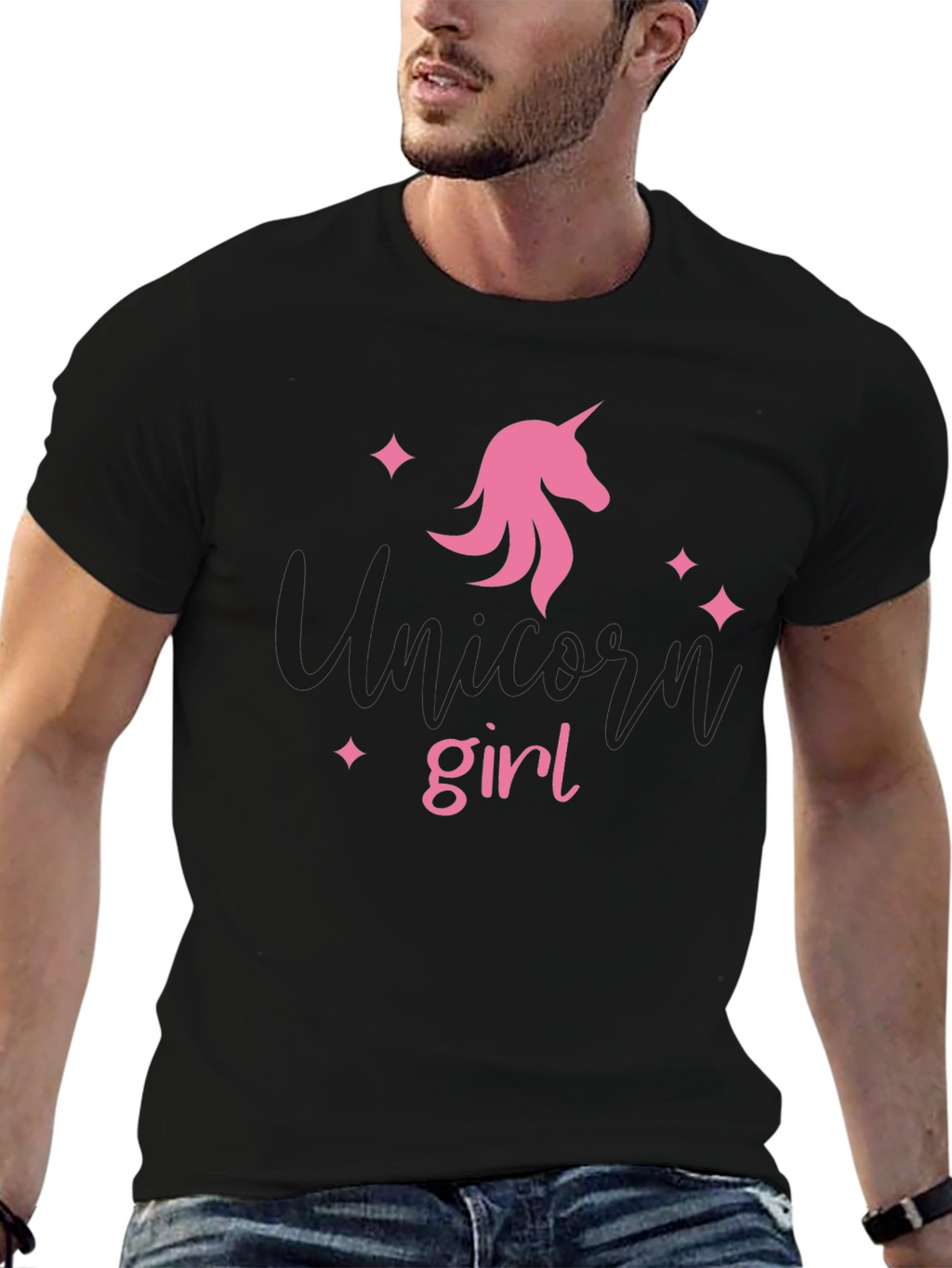 Unicorn Girl Black T-Shirt