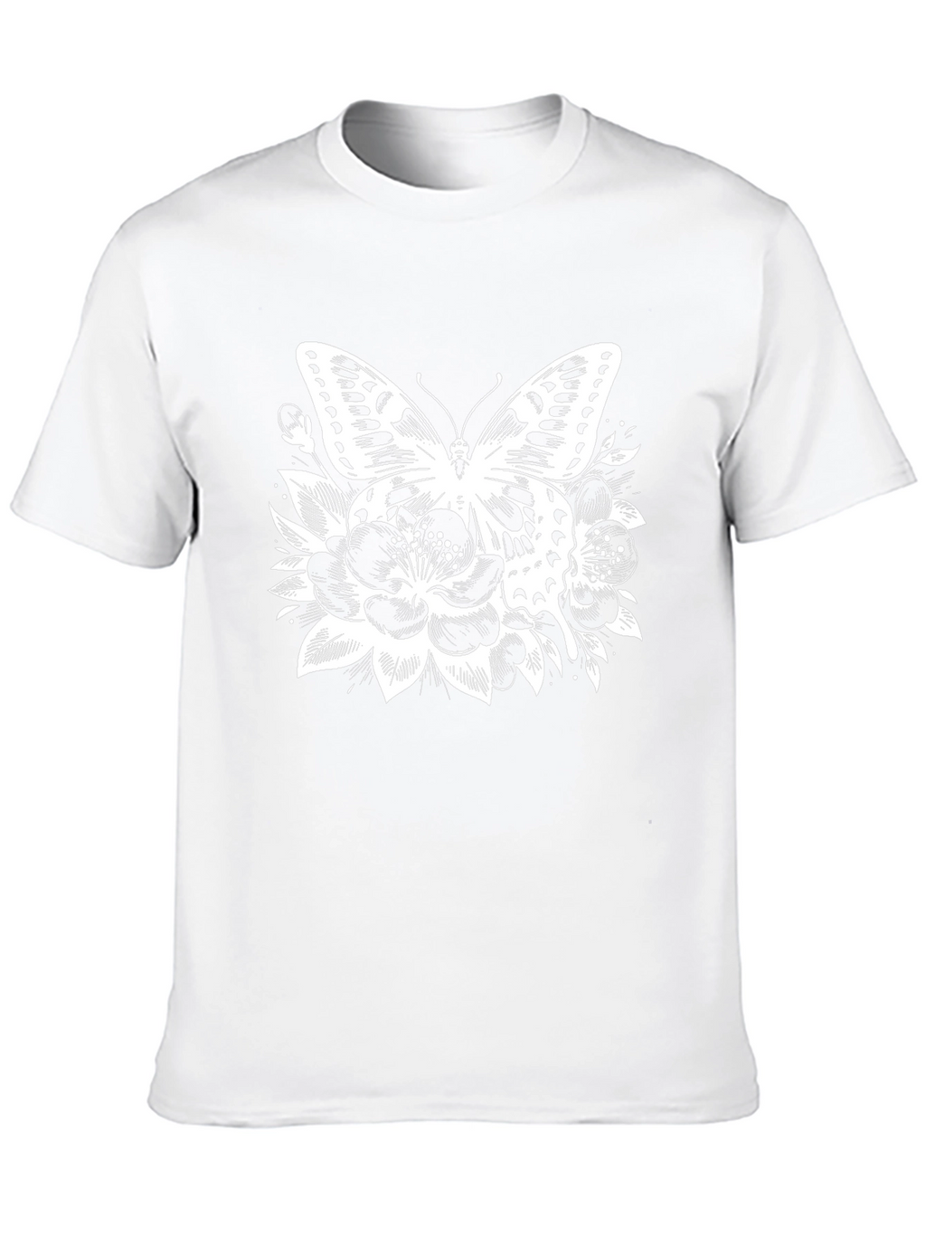 Butterfly Floral Print Black T-Shirt