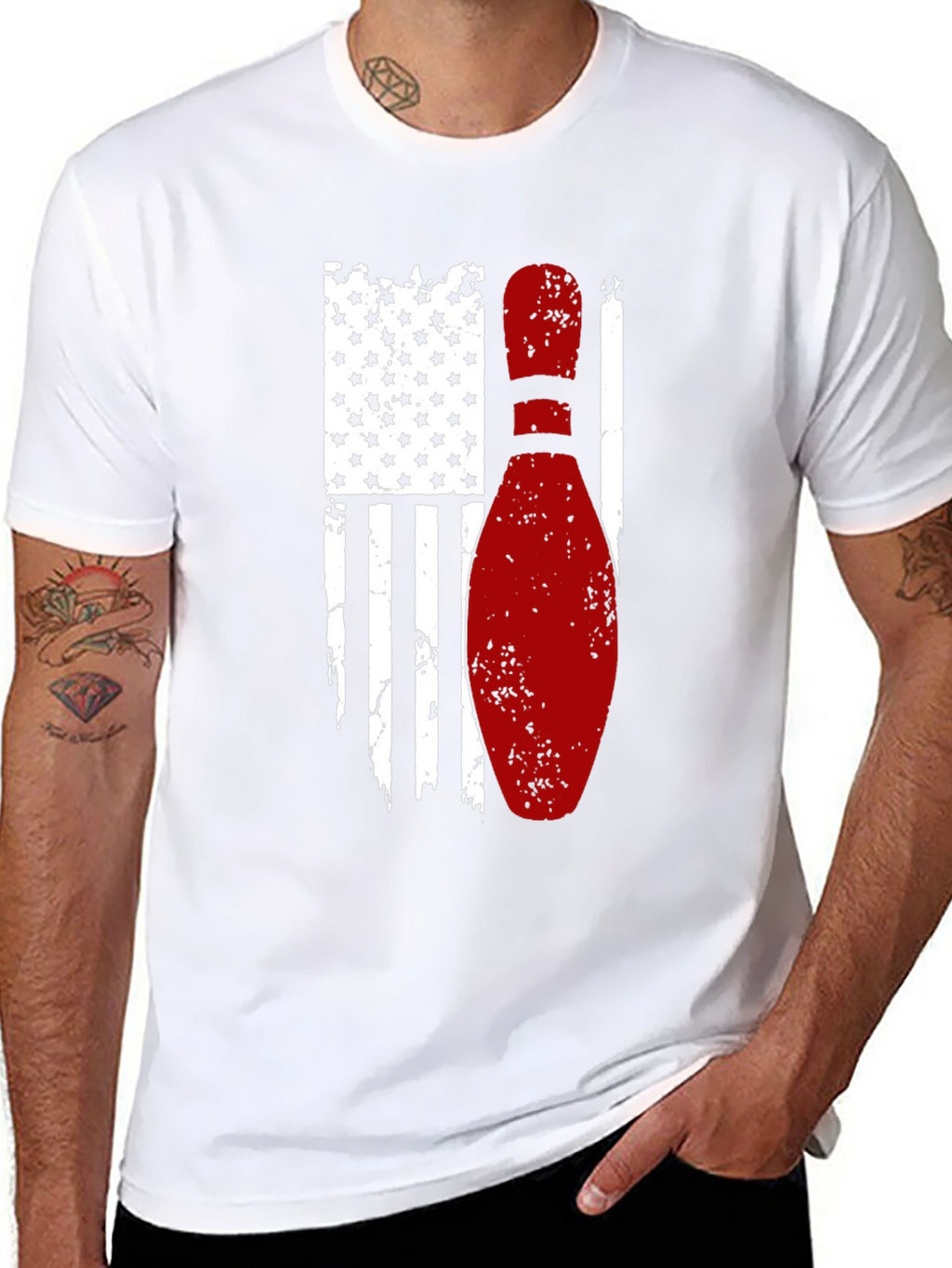 Bowling American Flag Graphic T-Shirt
