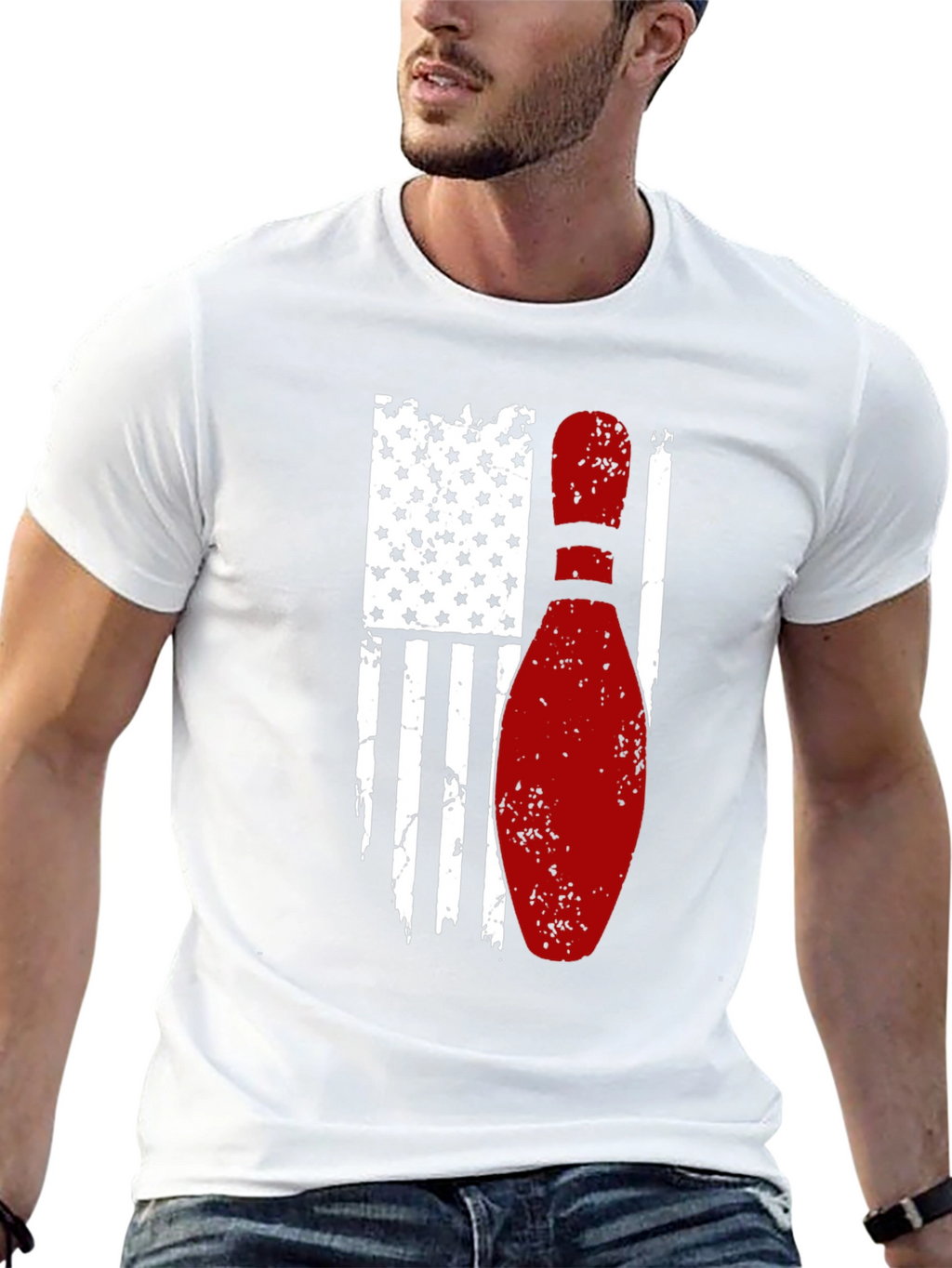 Bowling American Flag Graphic T-Shirt