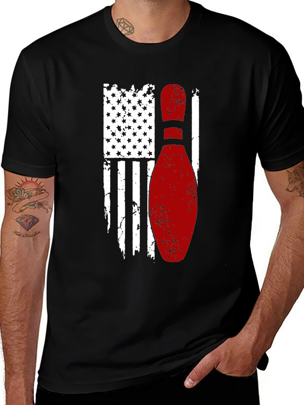 Bowling American Flag Graphic T-Shirt