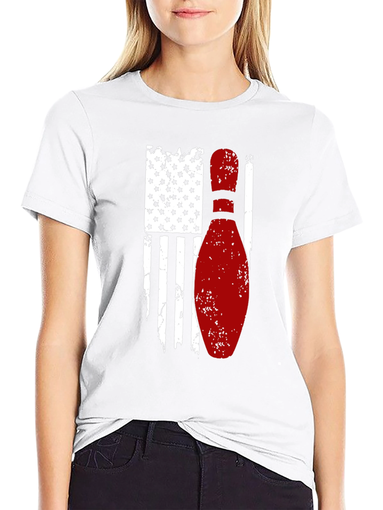 Bowling American Flag Graphic T-Shirt