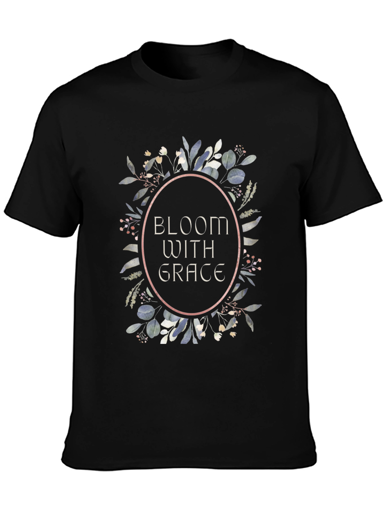 Bloom With Grace Graphic Tee - Stylish Black T-Shirt
