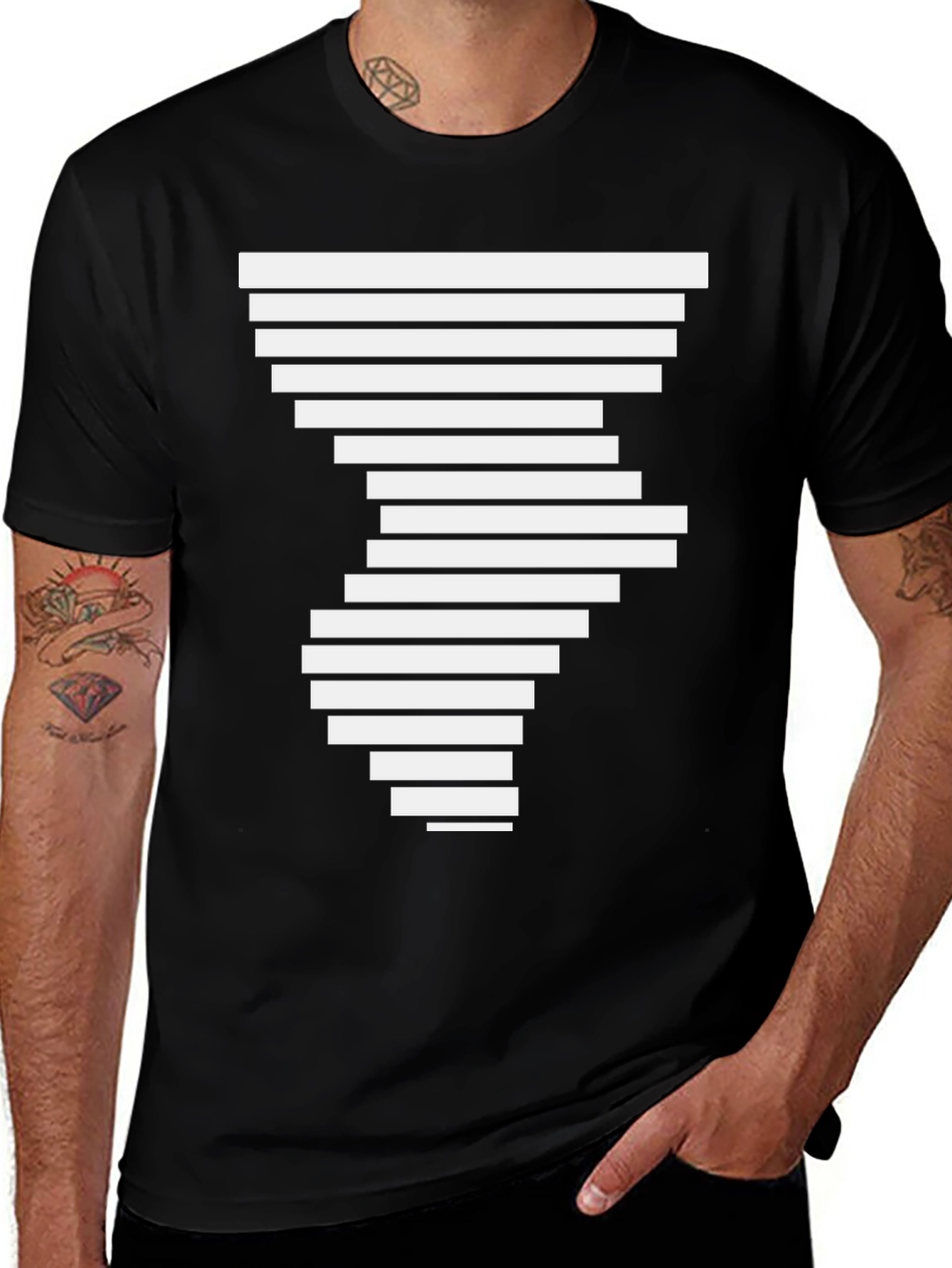 Abstract Geometric Pattern Black T-Shirt for Men