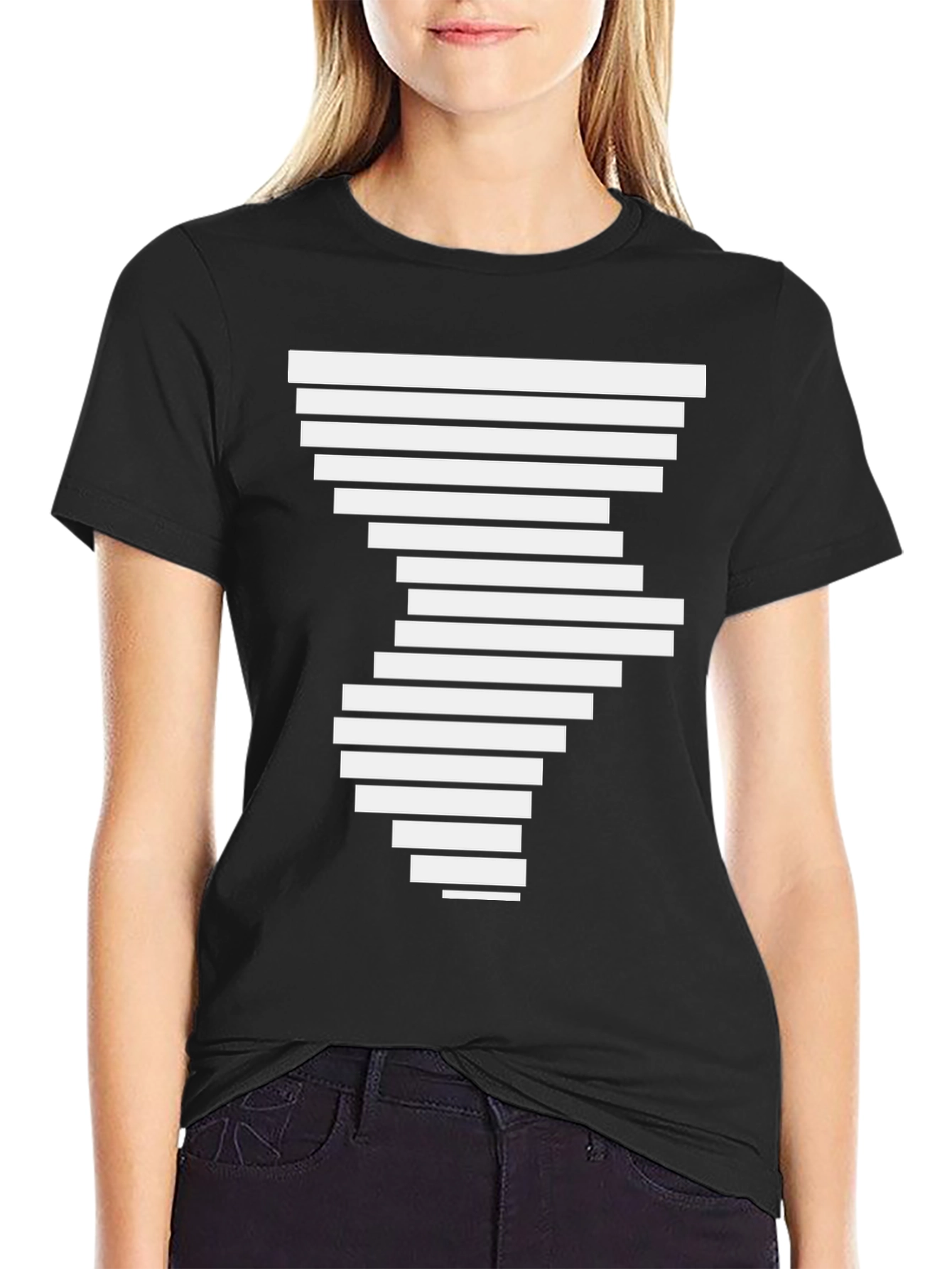 Abstract Geometric Pattern Black T-Shirt for Men
