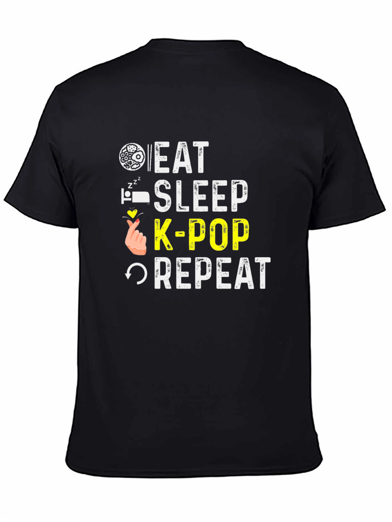 Eat Sleep K-Pop Repeat Black T-Shirt