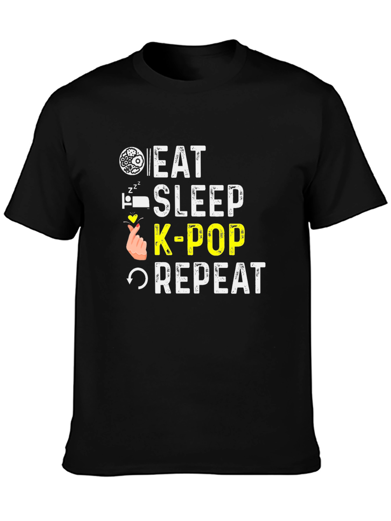 Eat Sleep K-Pop Repeat Black T-Shirt