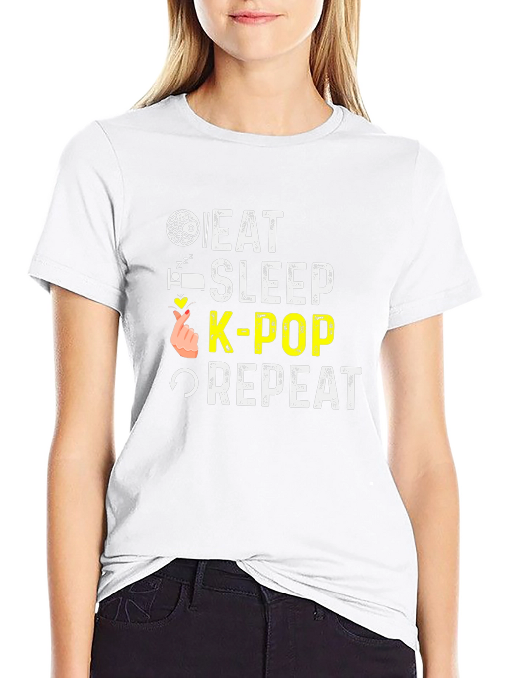 Eat Sleep K-Pop Repeat Black T-Shirt