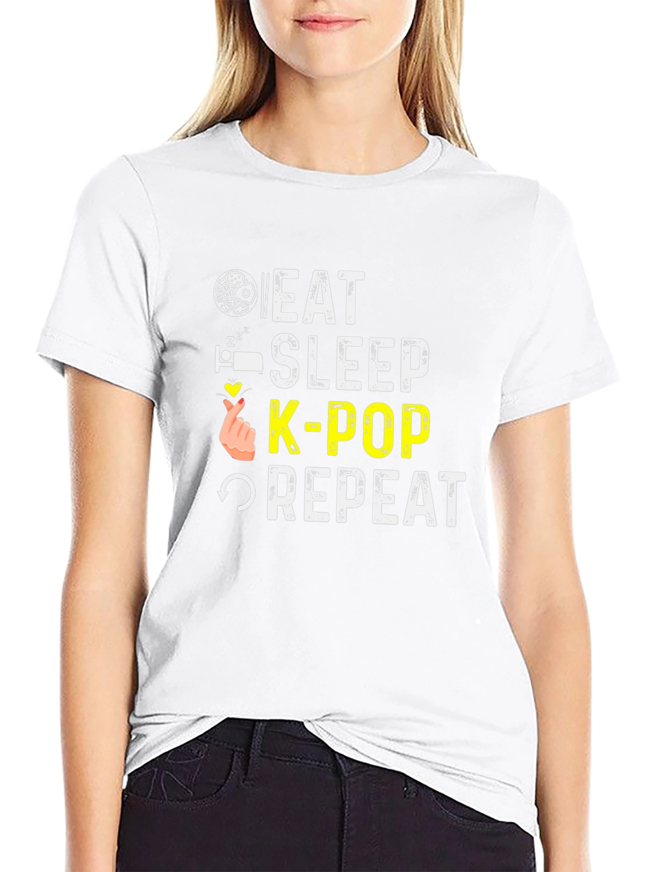 Eat Sleep K-Pop Repeat Black T-Shirt