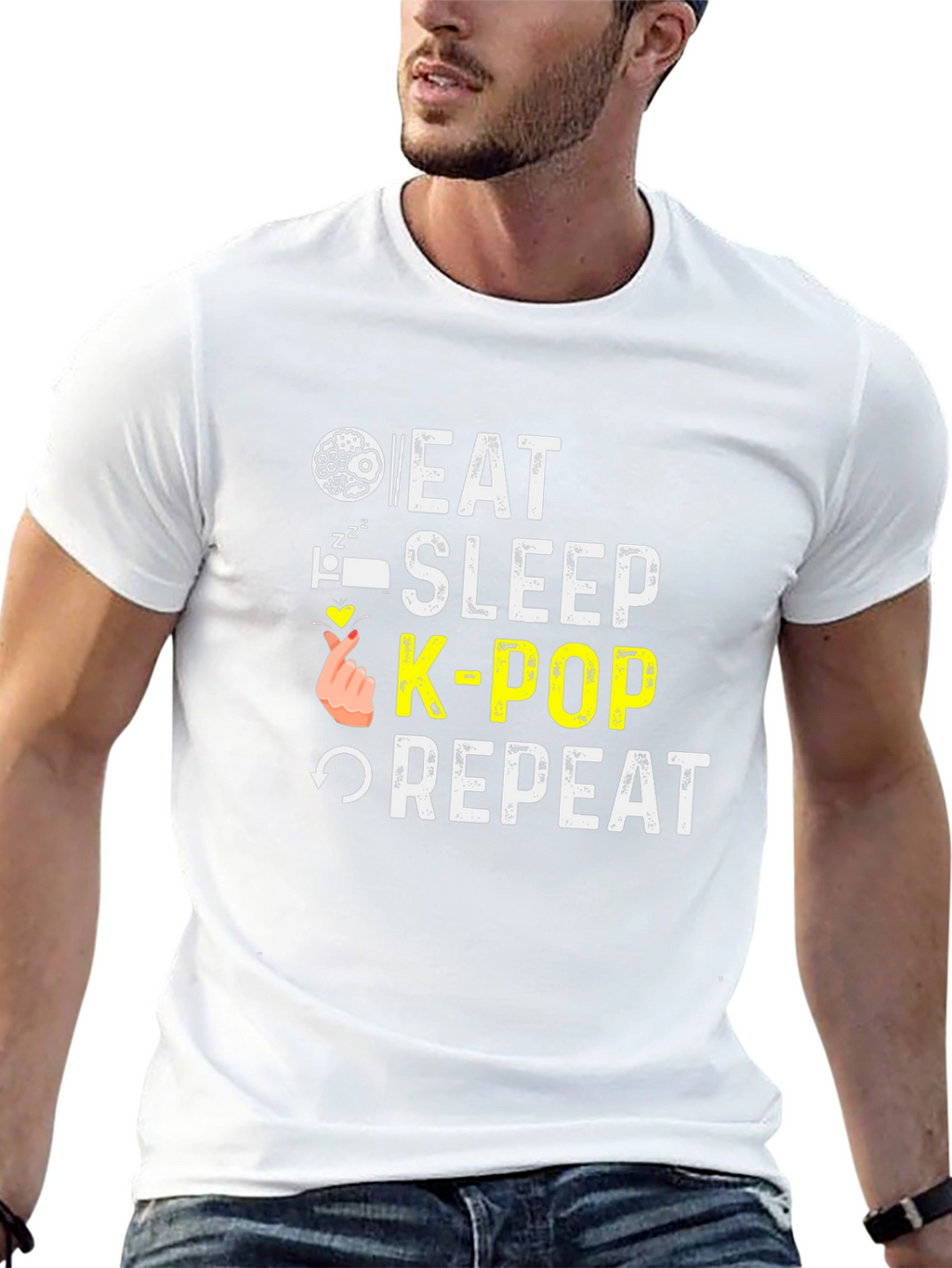 Eat Sleep K-Pop Repeat Black T-Shirt