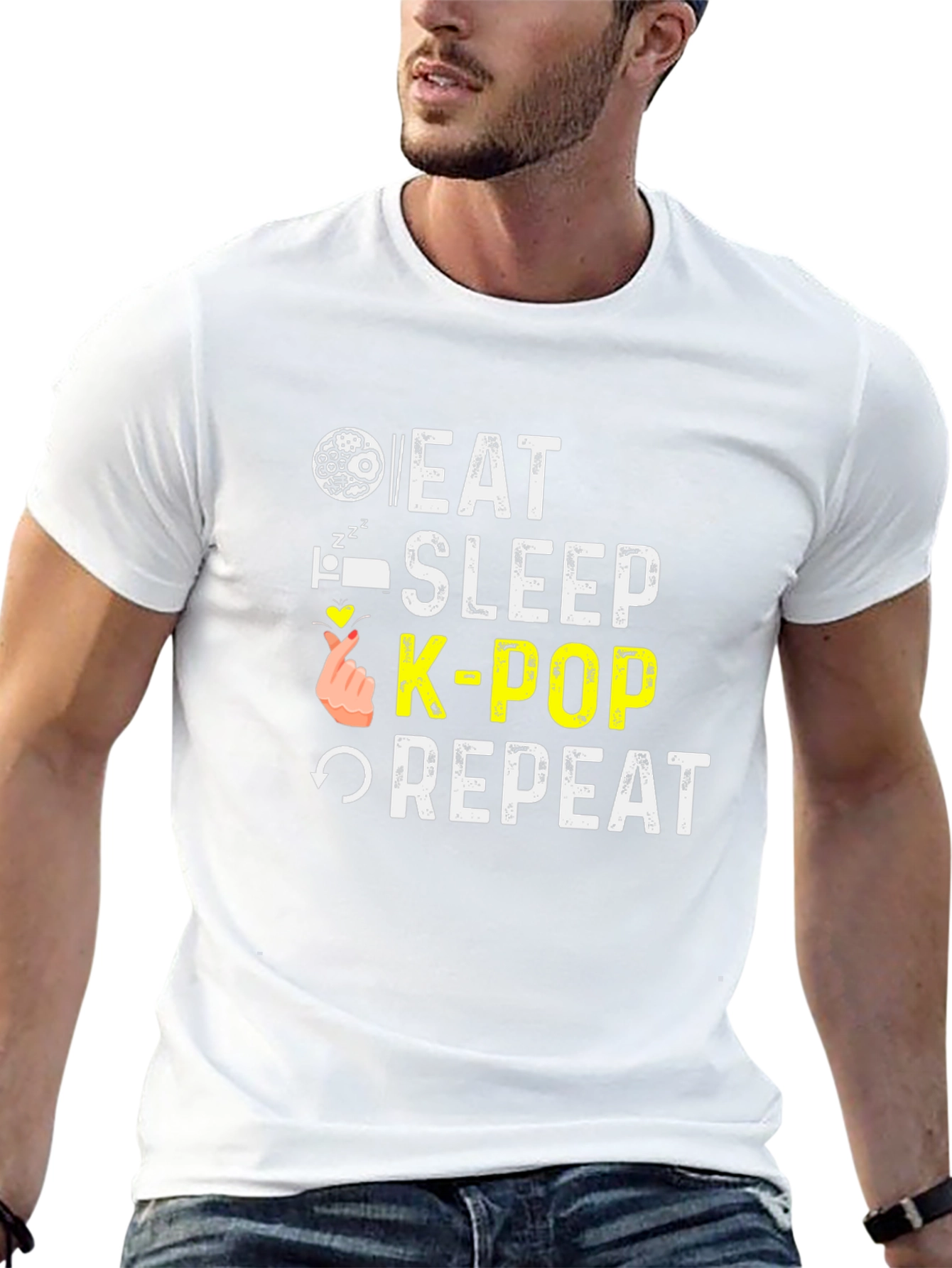 Eat Sleep K-Pop Repeat Black T-Shirt