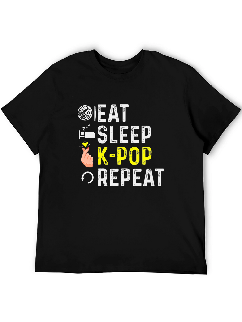 Eat Sleep K-Pop Repeat Black T-Shirt