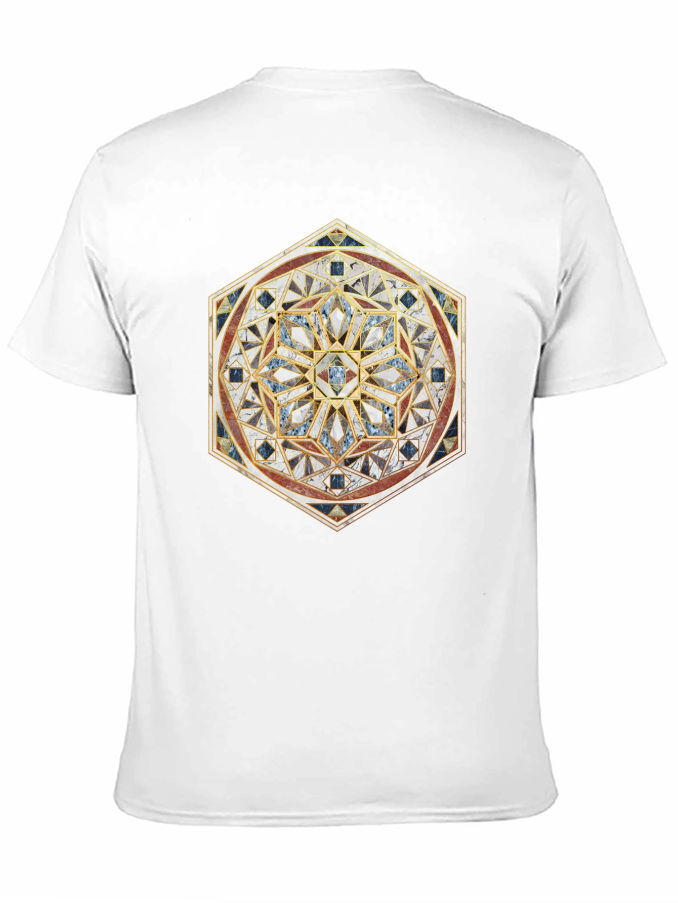 Geometric Mosaic Print Black T-Shirt