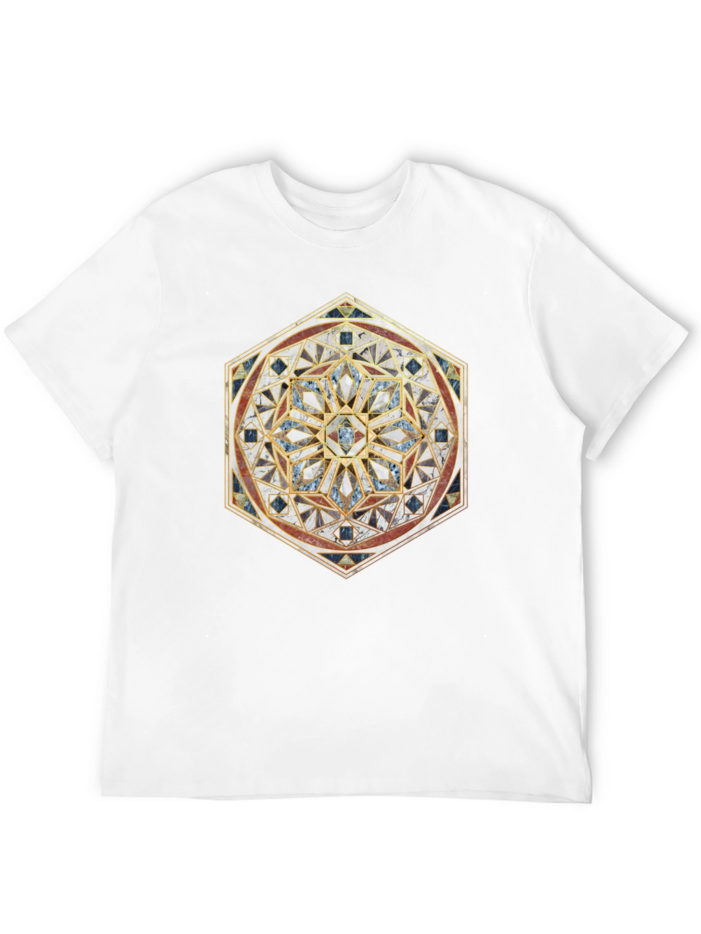 Geometric Mosaic Print Black T-Shirt